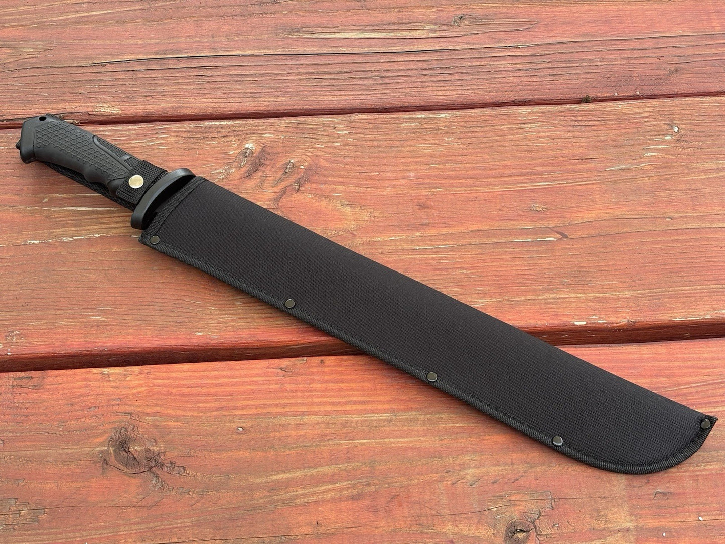 24” Machete Sawback Rubber Handle Black Heavy Duty Nylon Sheath Full Tang
