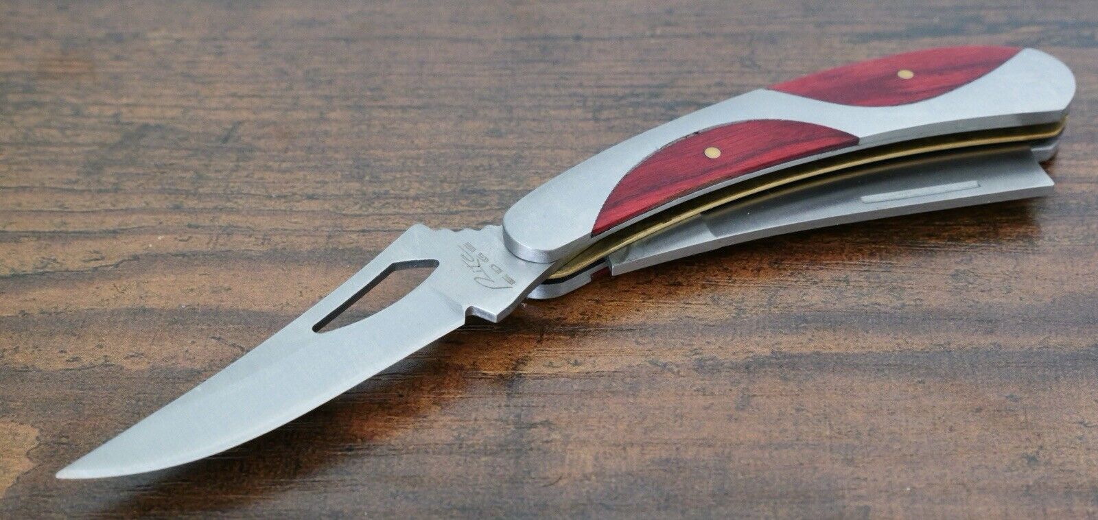 3.5” Pocket Knife 2 Blades Razor Tradesman Electrician Folding Sharp Wood Handle