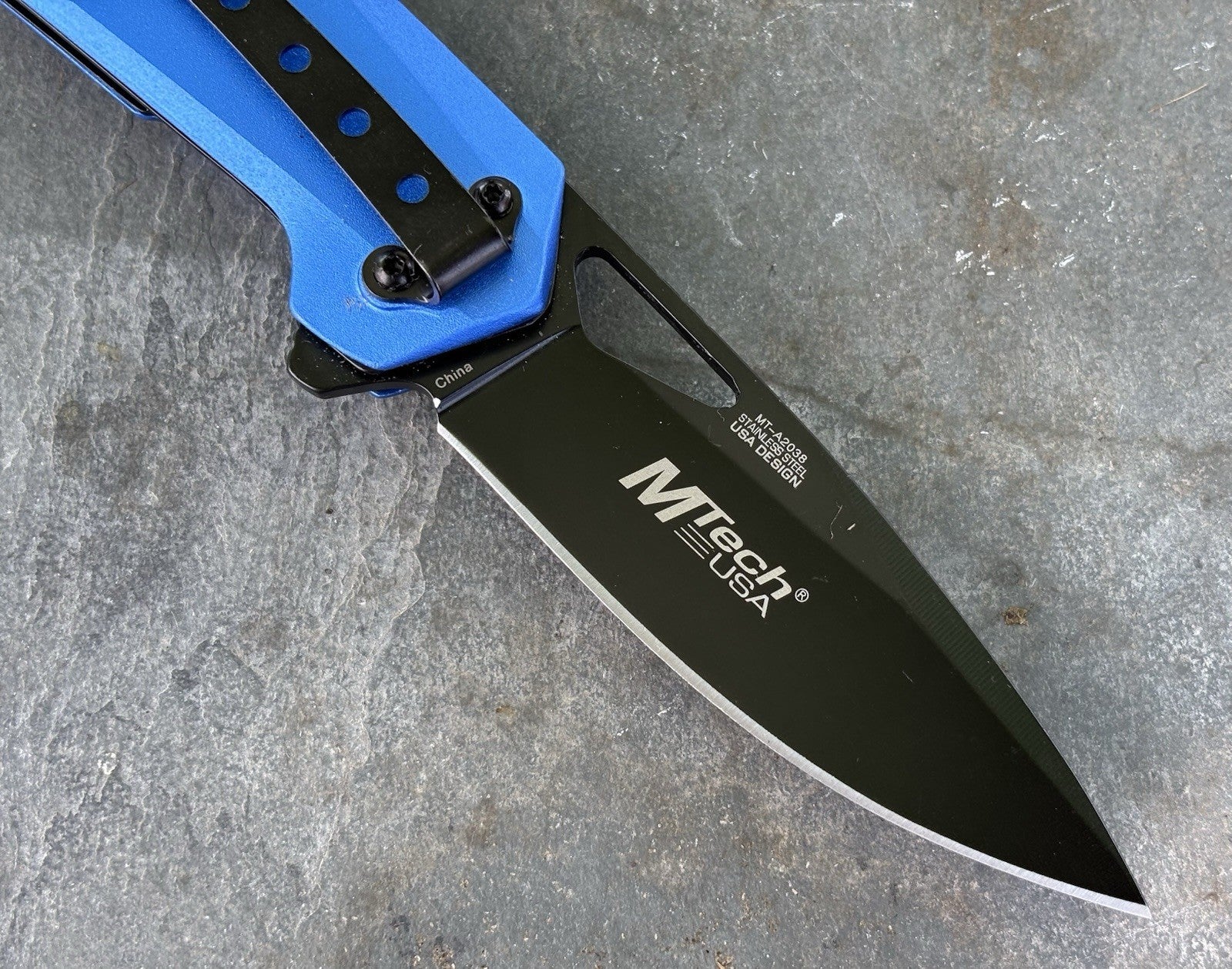 4” Pocket Knife Folding Blue Spring Assist Full Metal Medium Conceal Carry