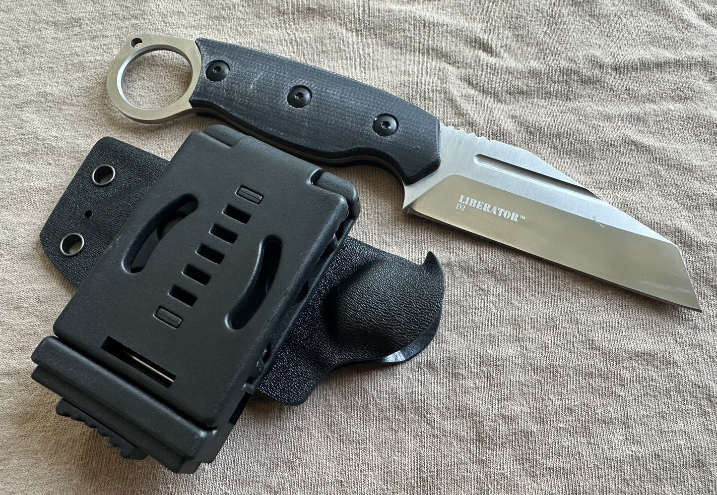 Fixed Blade Knife D2 Steel Horizontal Carry Sheath Warncliffe Blade discount