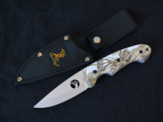 Elk Ridge Ultimate Survival Knife Full Tang Forest Camo Leaf 8" Overall Matte