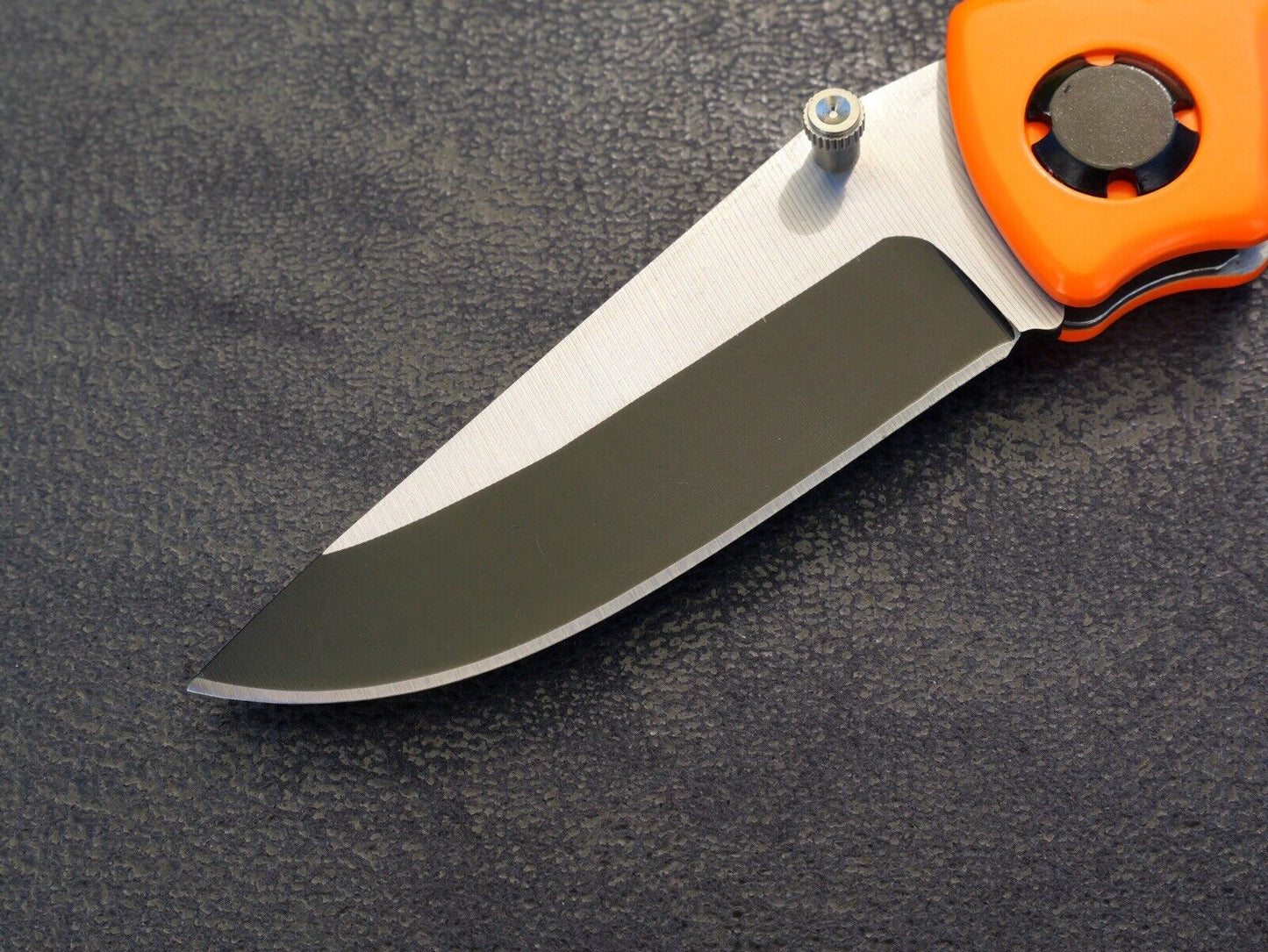 Medium Size Pocket Knife Folding Knife Blaze Orange High Visibility 440 Steel