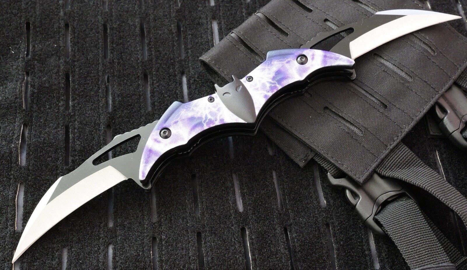 DARK KNIGHT SPRING ASSISTED DUAL BLADE BATMAN TACTICAL FOLDING Pocket KNIFE BLK