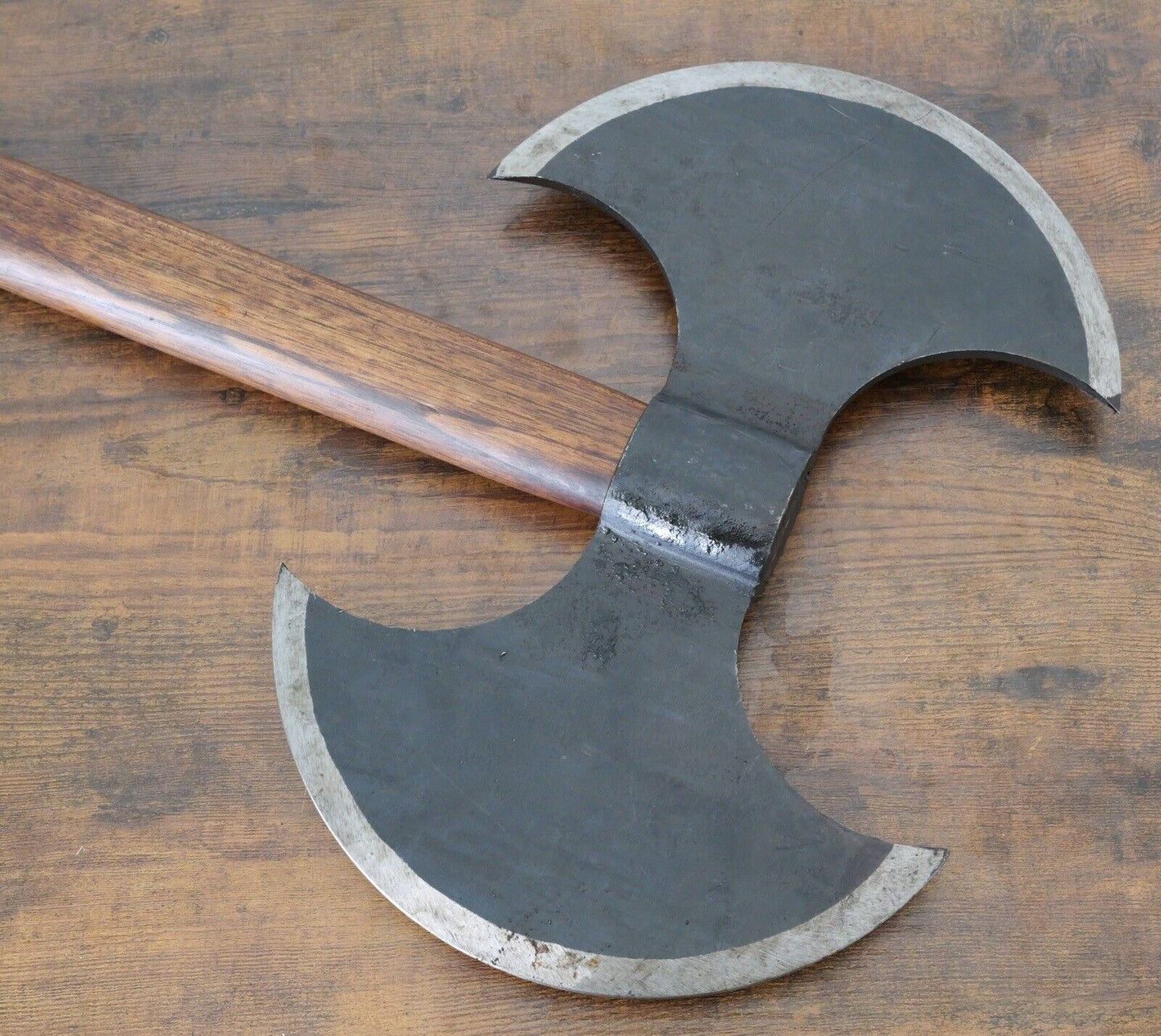 30” Hand Forged Battle Axe 12x8” Head Double Headed Carbon Steel Wood Full Size