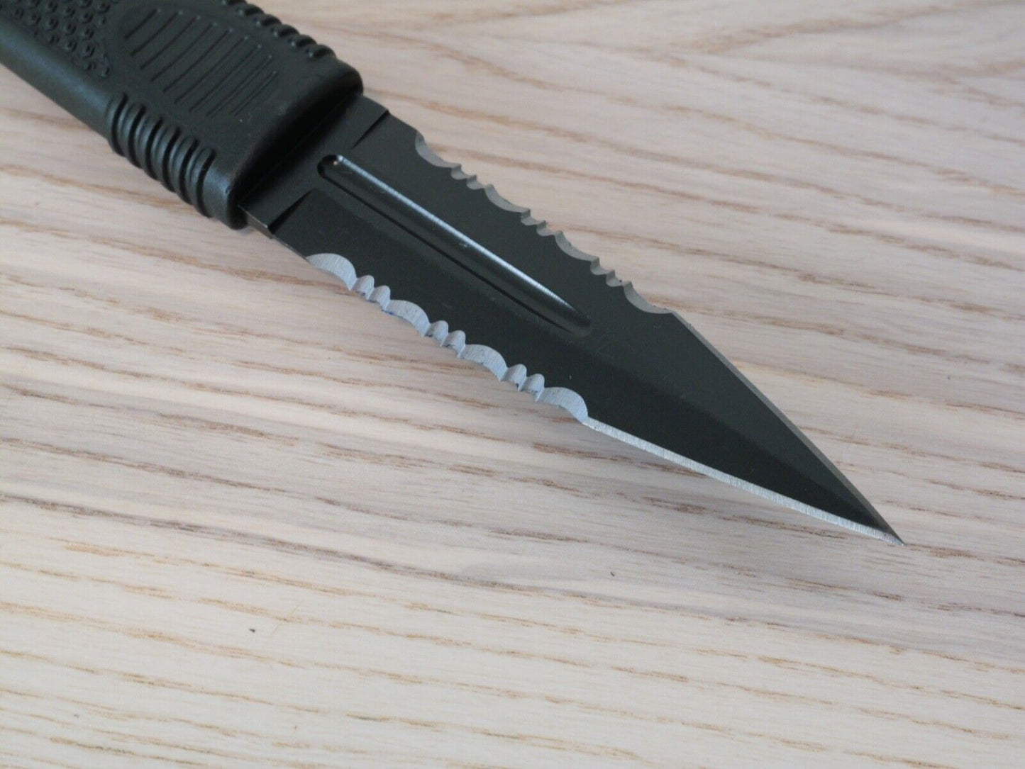 8" Combat Knife Stealth Black Spear Point Double Edge Tactical Holster Stealth