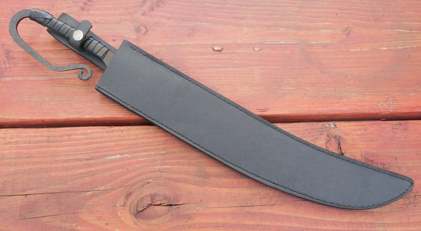 21” Short Sword Carbon Steel Rustic Heavy Duty Sharp Middle Ages Leather Sheath