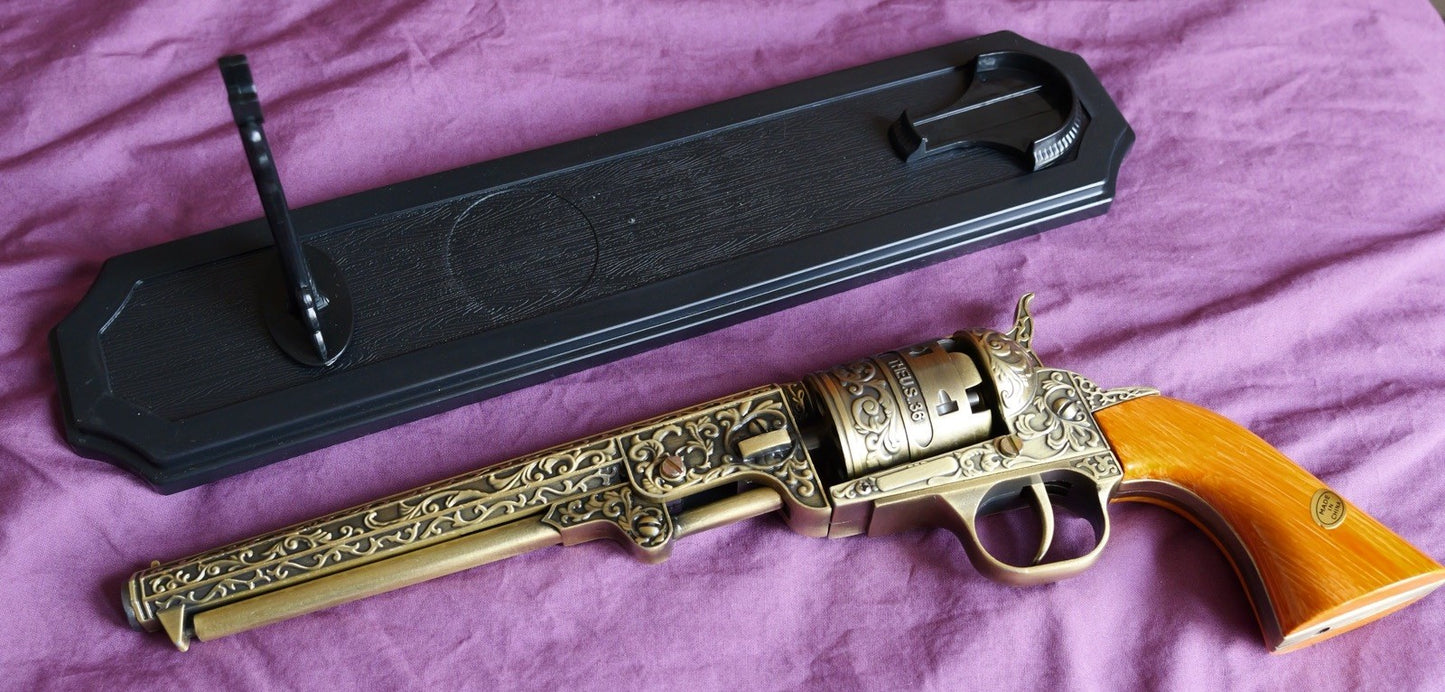 14" PEACE MAKER REPLICA Single Action Army Display Only Plaque Ornate Barrel