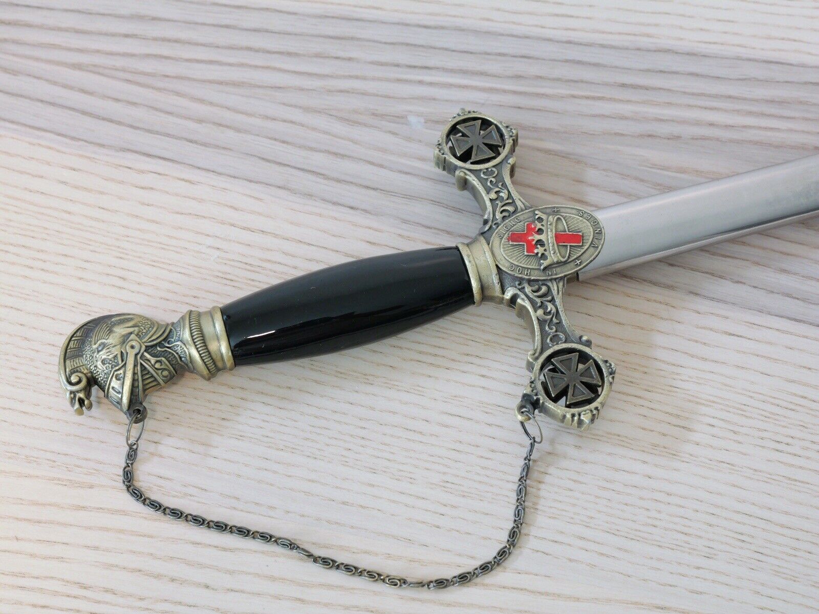 37” Knights Of Templar Crusader Sword Steel Scabbard Ornate Medieval Sharp Black