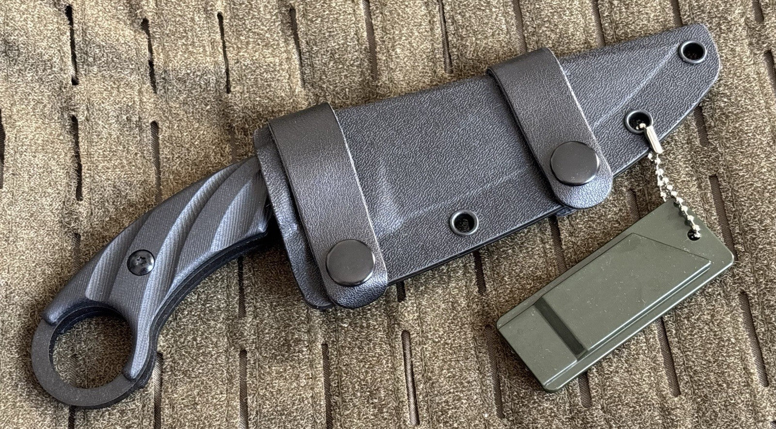 8” Fixed Blade Knife Horizontal Carry Belt Loop Kydex Sheath Blk Full Tang Sharp