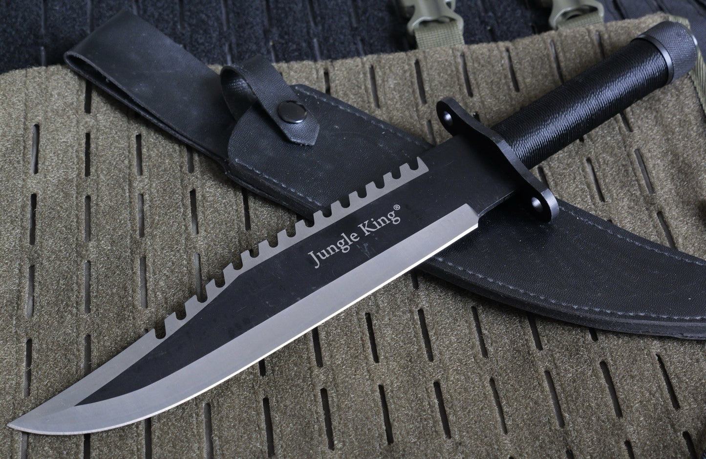 15” Survival Knife Fixed Blade Survival Kit Rambo Black  10” Blade Serrated Back