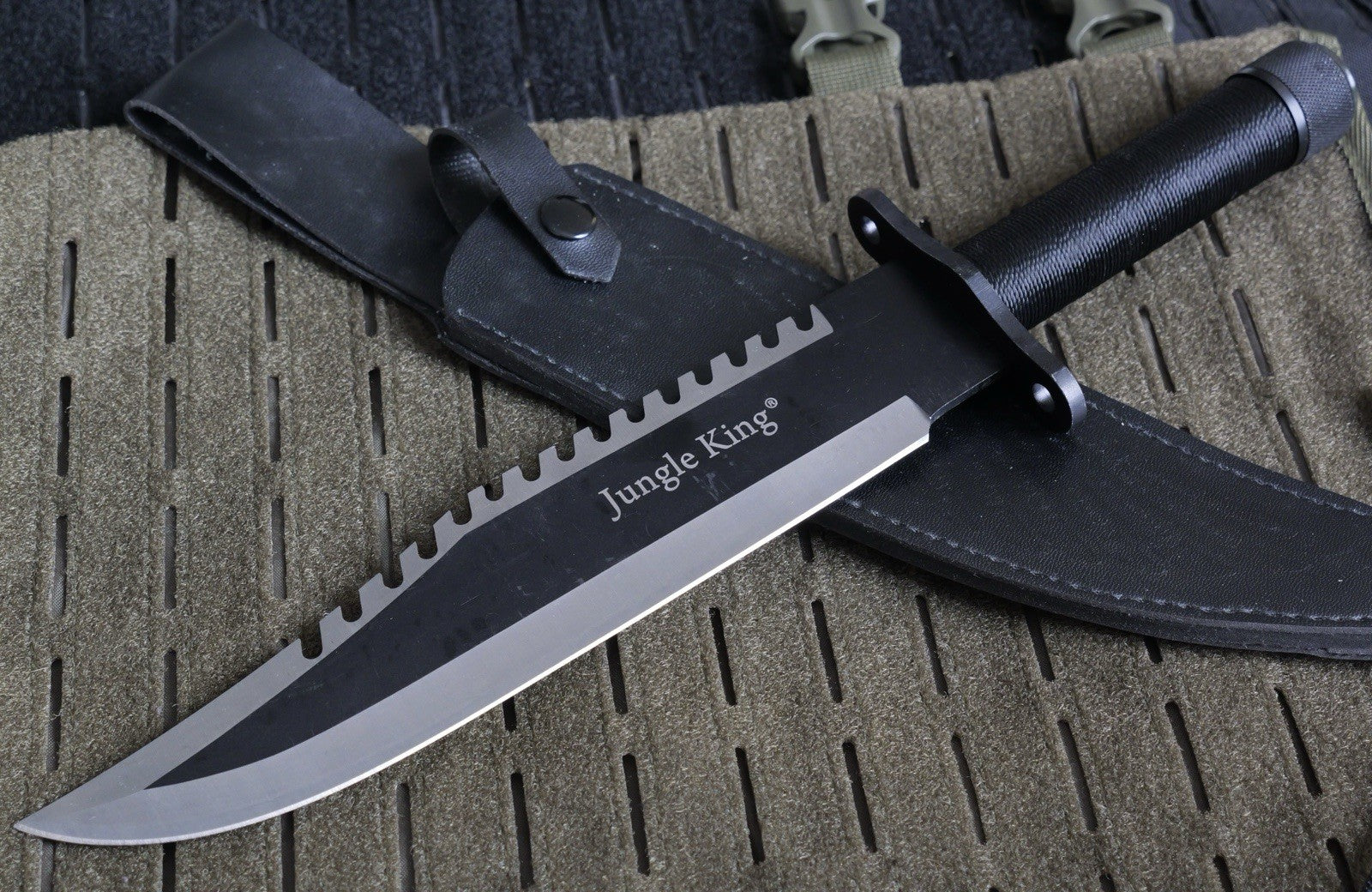 15” Survival Knife Fixed Blade Survival Kit Rambo Black  10” Blade Serrated Back
