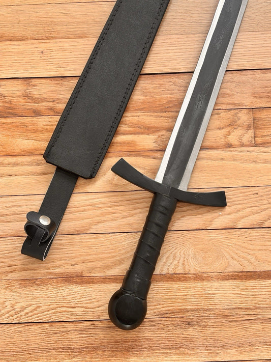 40” Rustic Broad Sword High Carbon Steel Full Tang Medieval Sharp Leather Sheath