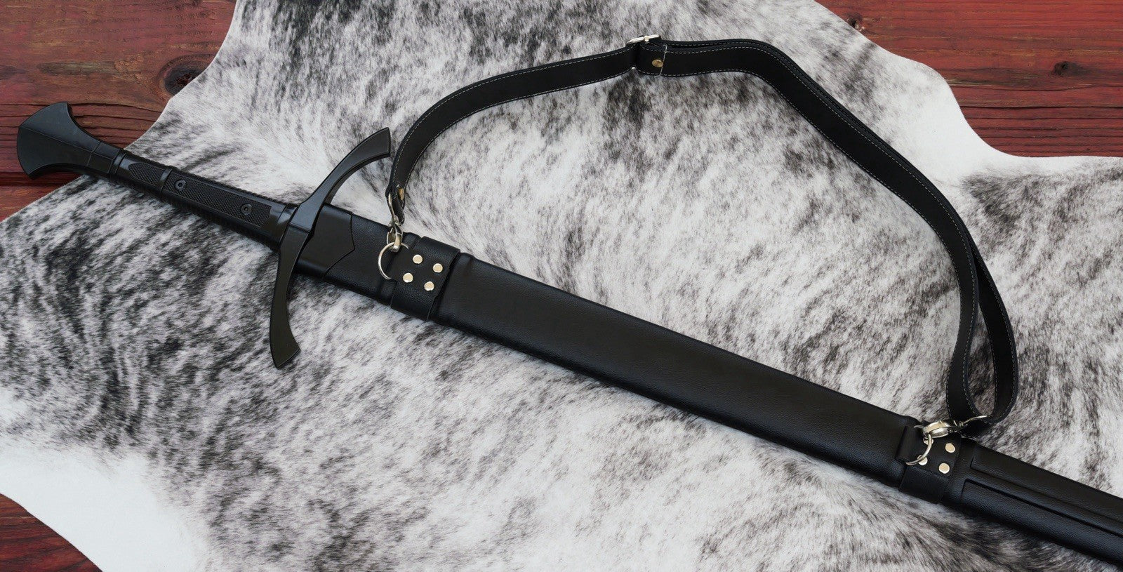 47” Medieval Longsword Dark Knight Black Sharp Battle Ready Double Edge 1065