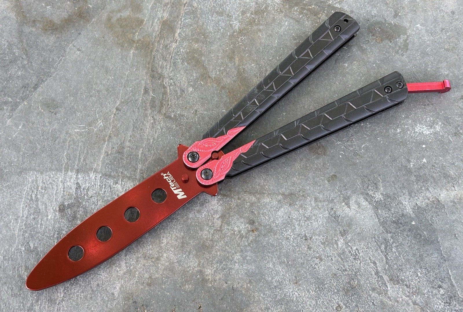 5.5" TRAINING BUTTERFLY Balisong Practice Red Black Flip Trick Toy Blunt