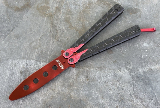 5.5" TRAINING BUTTERFLY Balisong Practice Red Black Flip Trick Toy Blunt