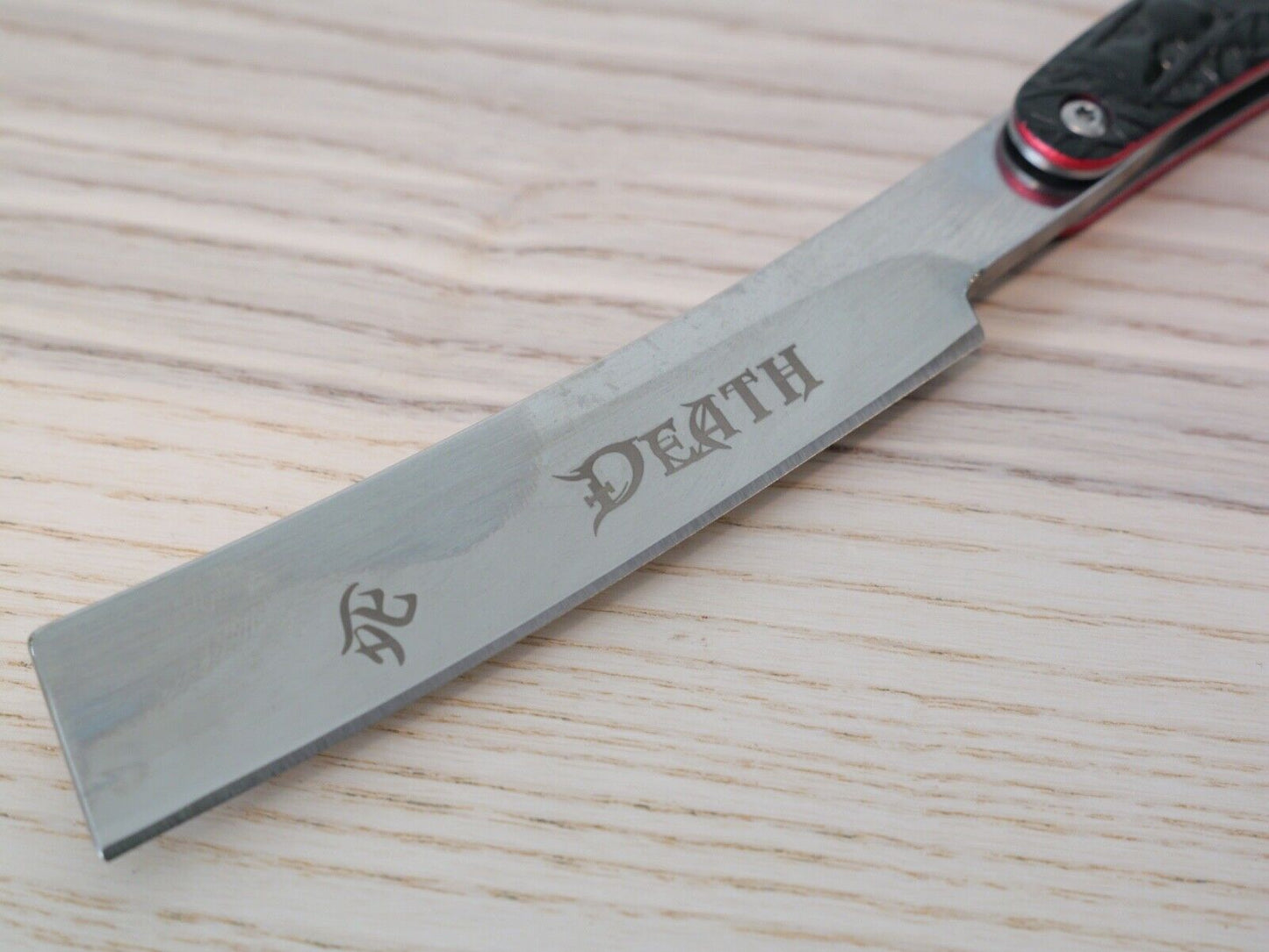 Straight Razor Vintage 5mm Thick Blade Red Skull Design Chrome OG