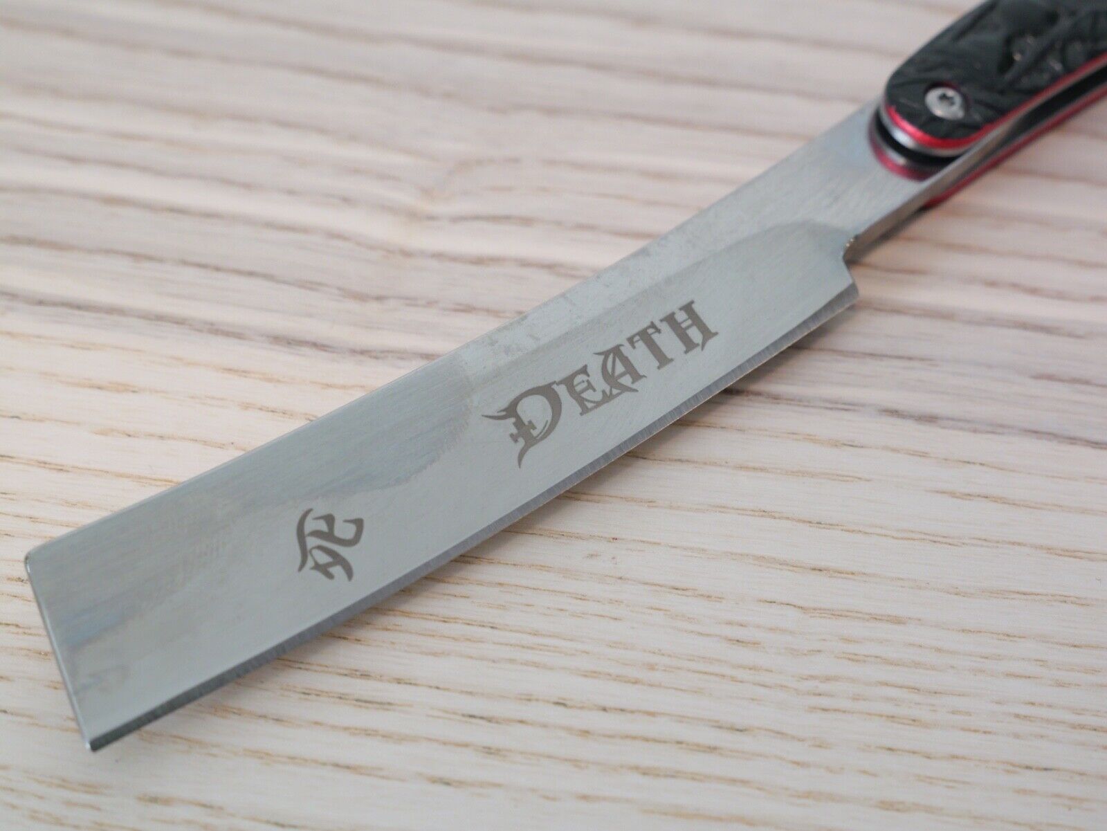 Straight Razor Vintage 5mm Thick Blade Red Skull Design Chrome OG