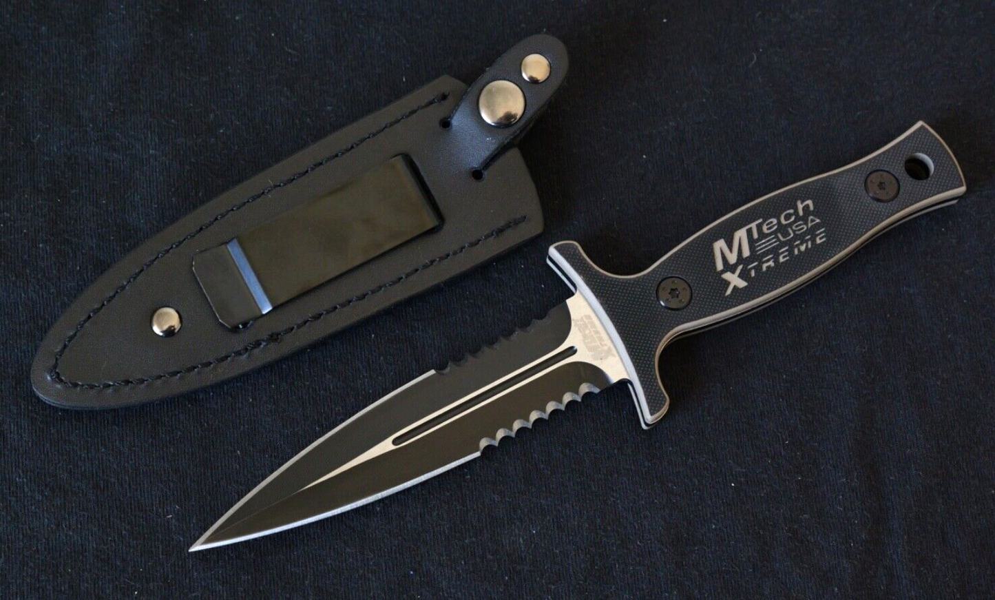 9" ULTIMATE BOOT KNIFE EXTREME QUALITY STEEL CLIP DOUBLE EDGE SPEAR TIP SERRATED