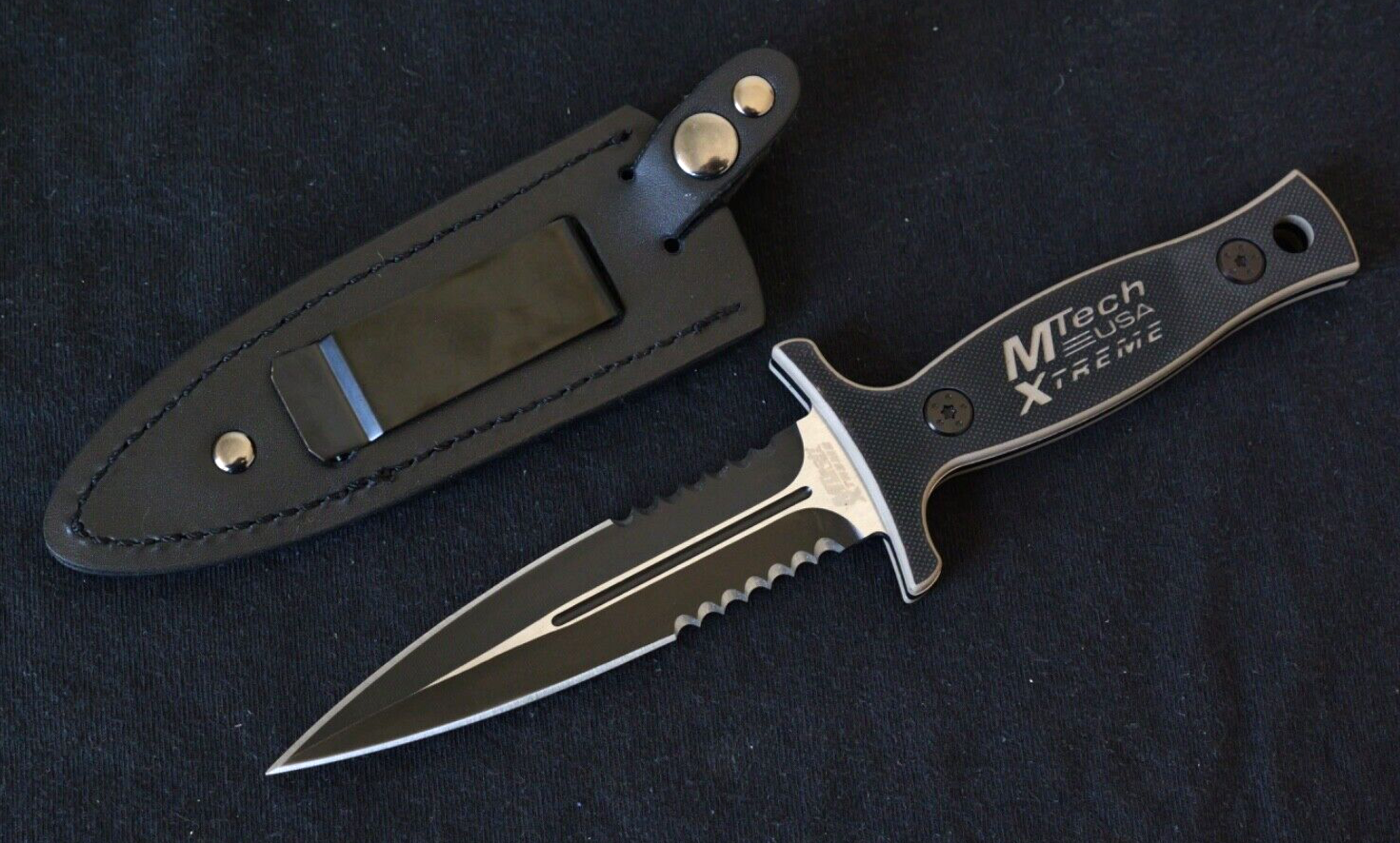 9" ULTIMATE BOOT KNIFE EXTREME QUALITY STEEL CLIP DOUBLE EDGE SPEAR TIP SERRATED
