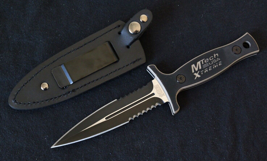 9" ULTIMATE BOOT KNIFE EXTREME QUALITY STEEL CLIP DOUBLE EDGE SPEAR TIP SERRATED