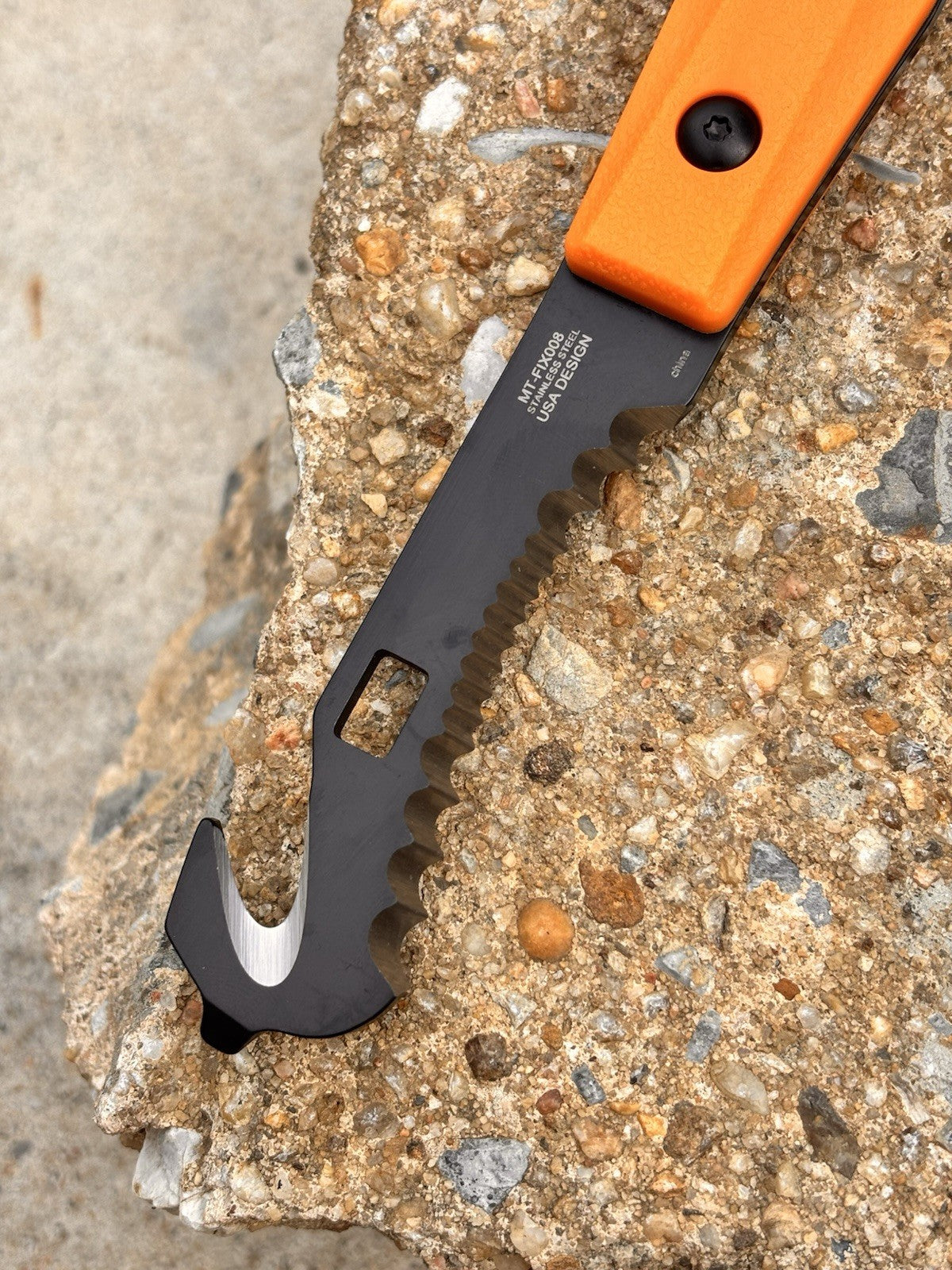 Fixed Blade Knife 7” Emt Rescue Hook Cutter Full Tang Nylon Sheath Professional 