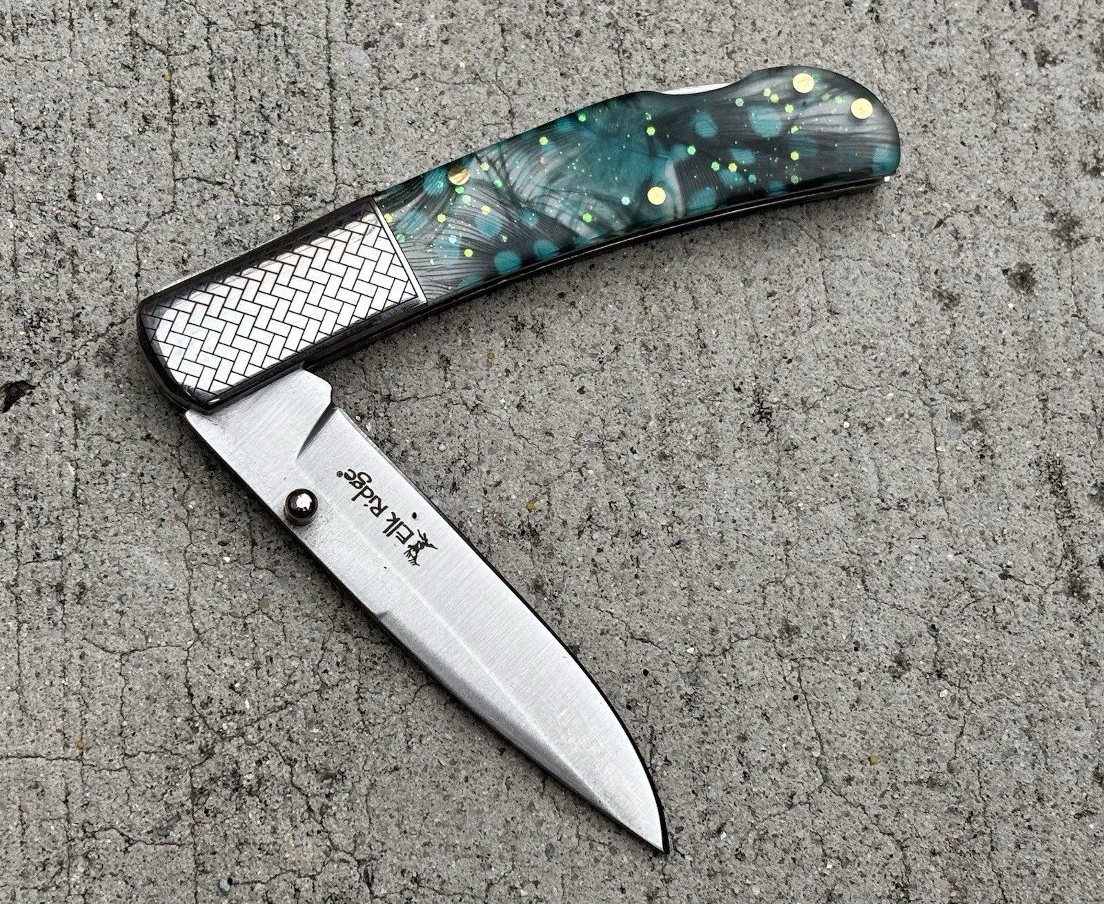 Classic Manual Pocket Knife Chrome Green 4” Closed Sharp Elk Ridge OG Vintage