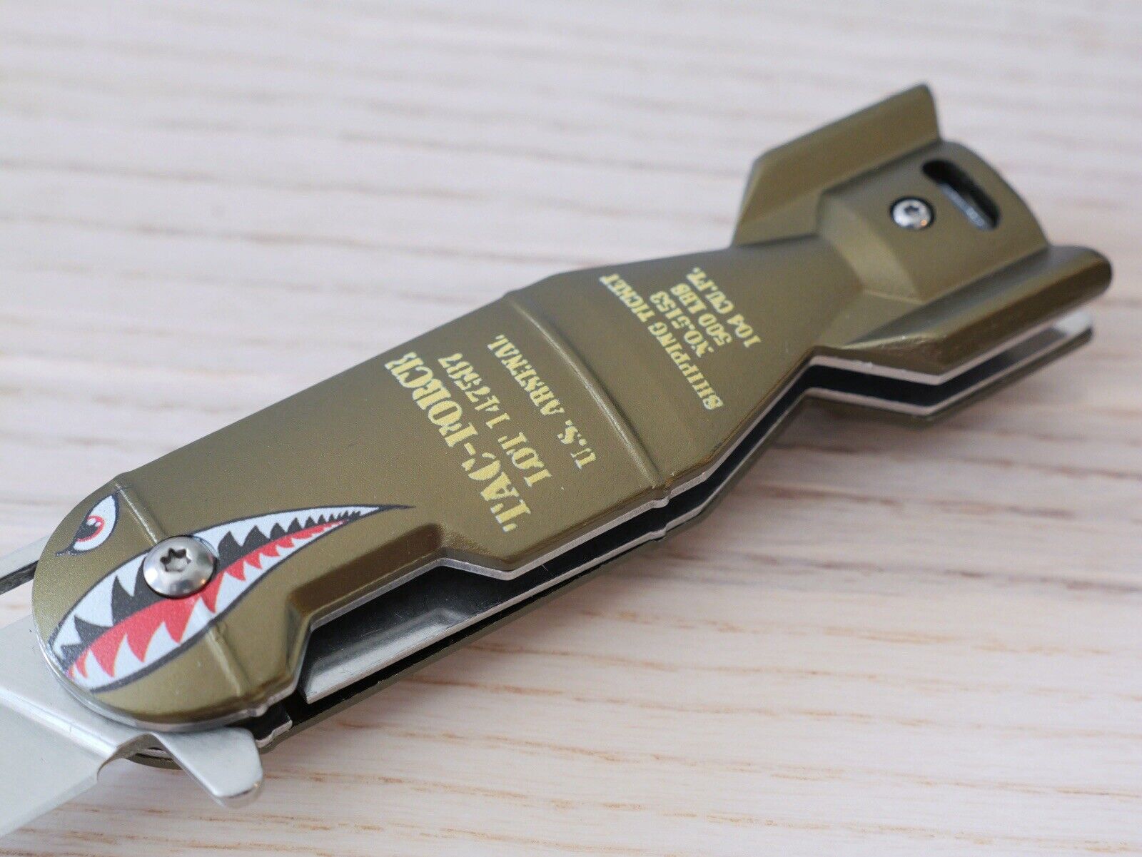 Small Pocket Knife Missile USA Army Design Spring Assist Pocket Clip Shark