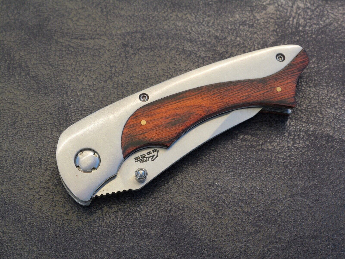 All Metal Pocket Knife High Quality Boy Scouts Manual Opening Wood Metal Handle 