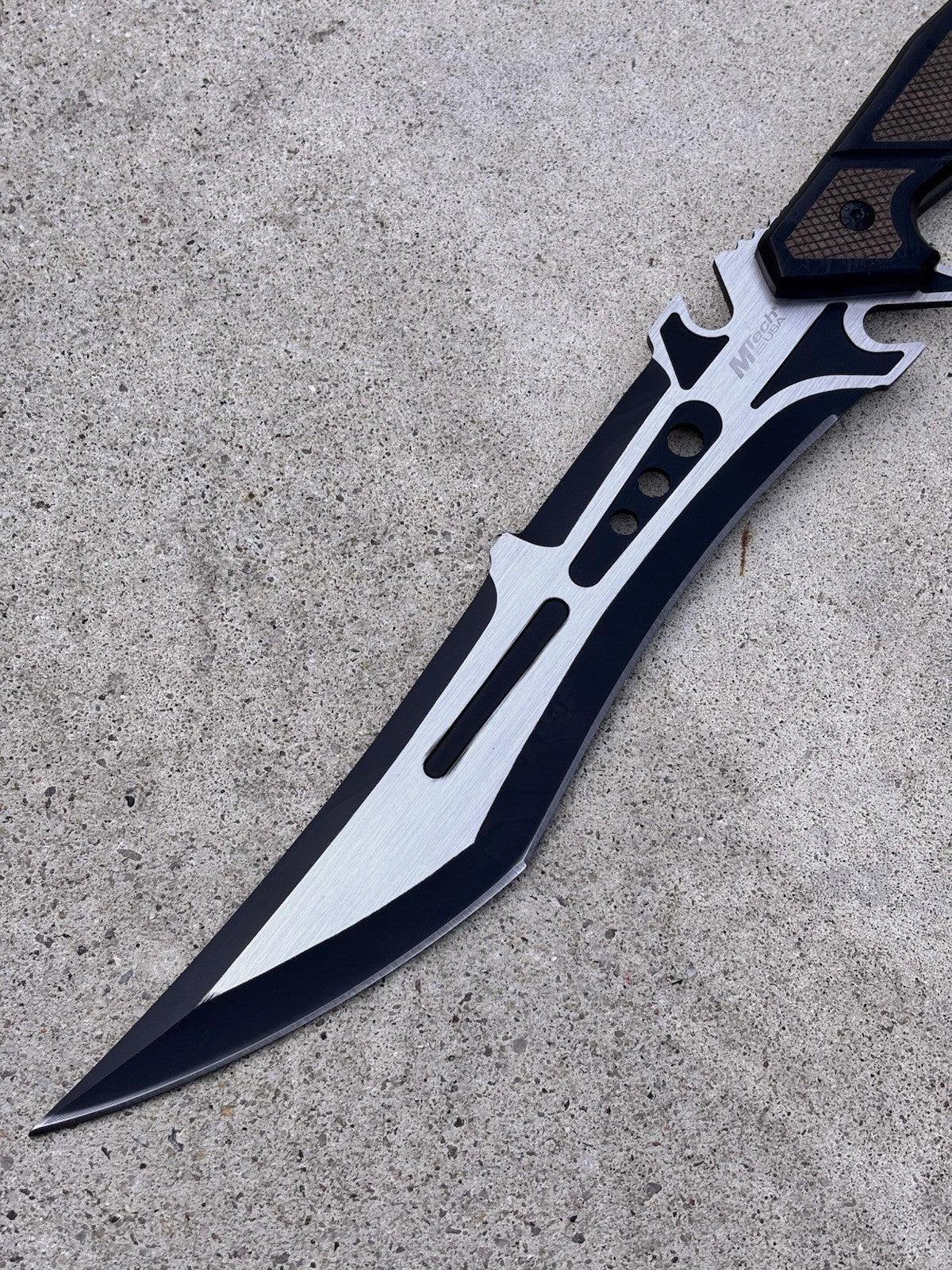 15” Fixed Blade Knife Wood Handle Black Grey Sci-fi Nylon Sheath Full Tang