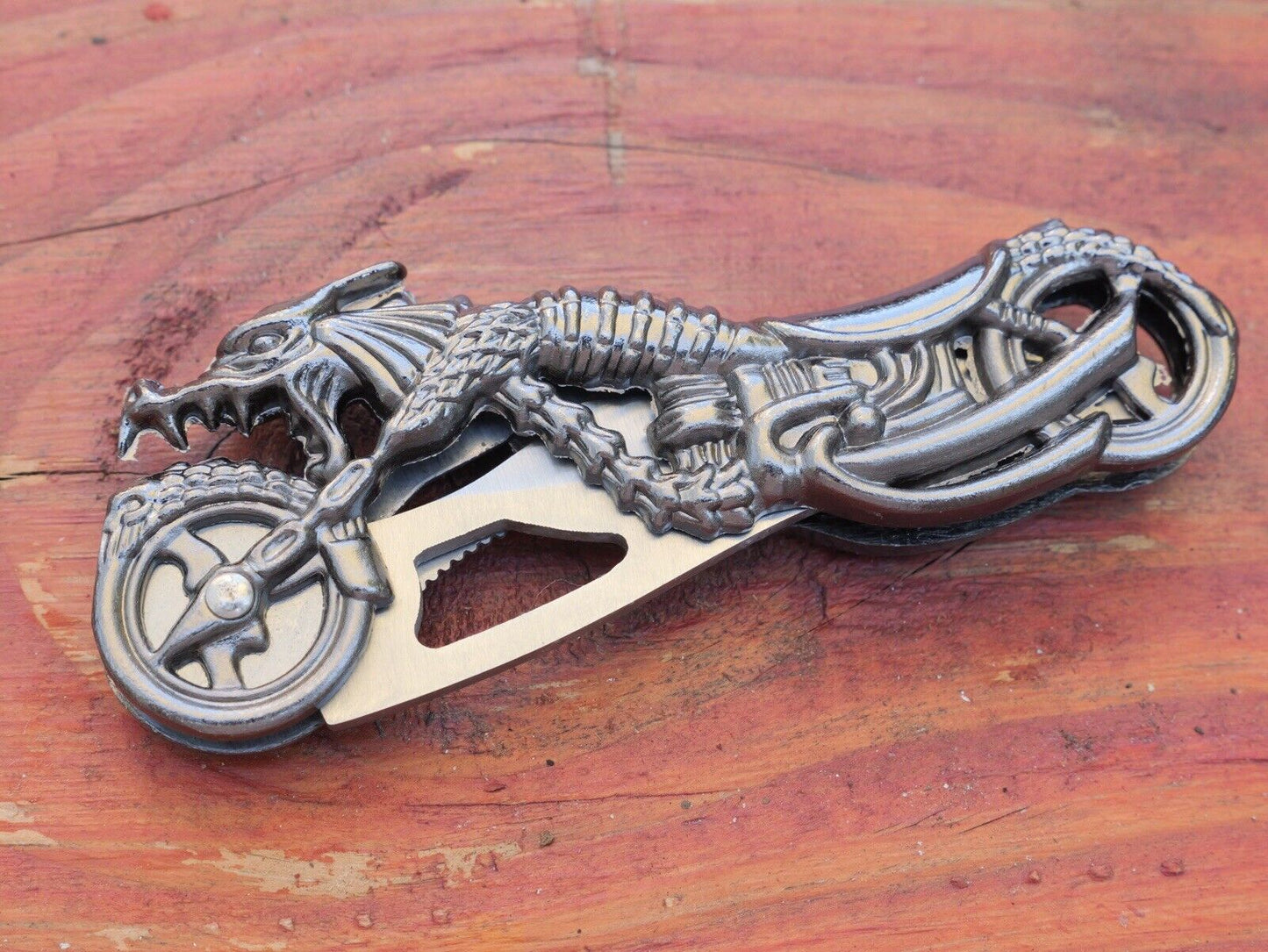 4” Folding Pocket Knife Motorcycle Design Novelty Display Collectible Dragon