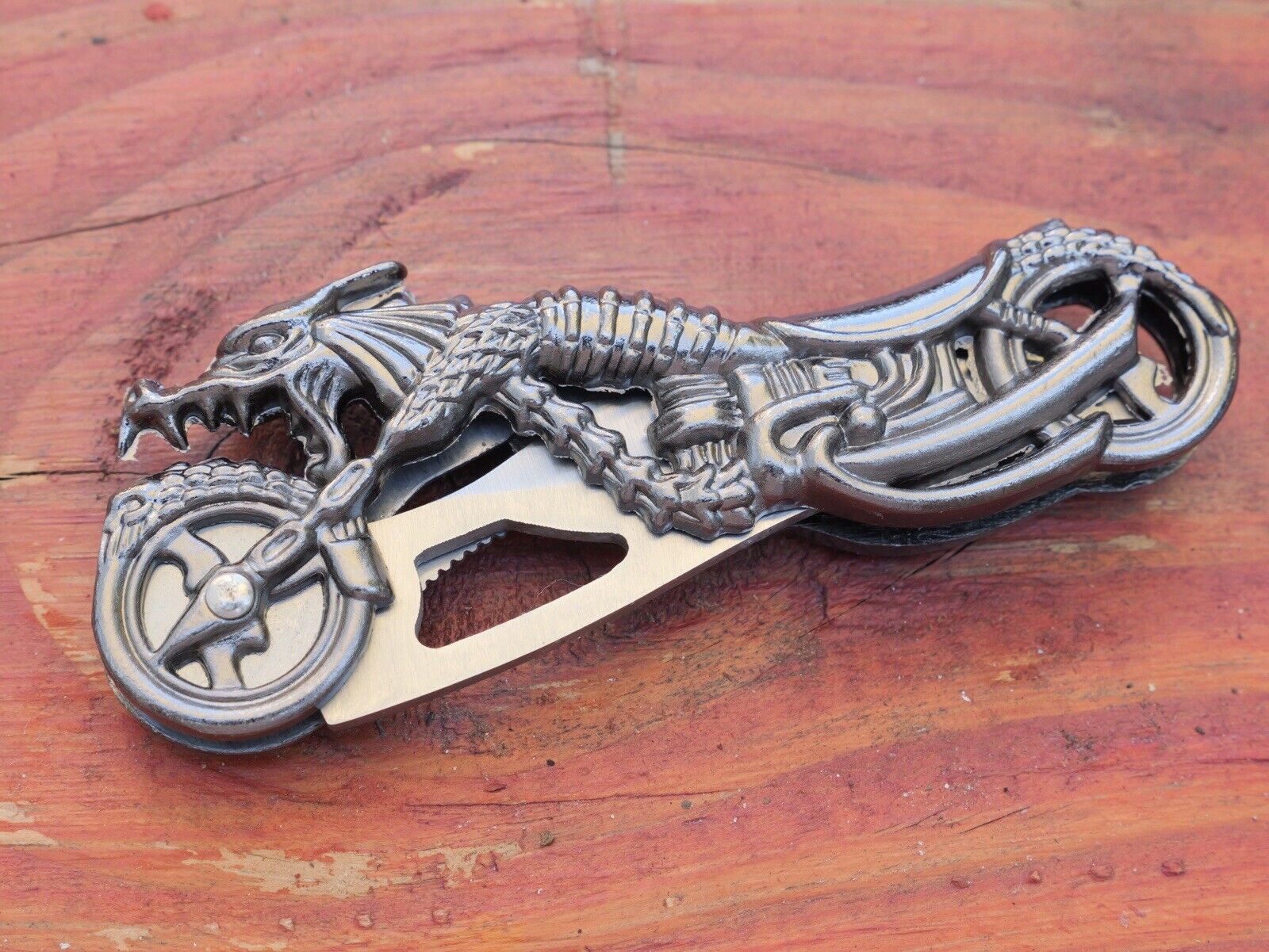 4” Folding Pocket Knife Motorcycle Design Novelty Display Collectible Dragon