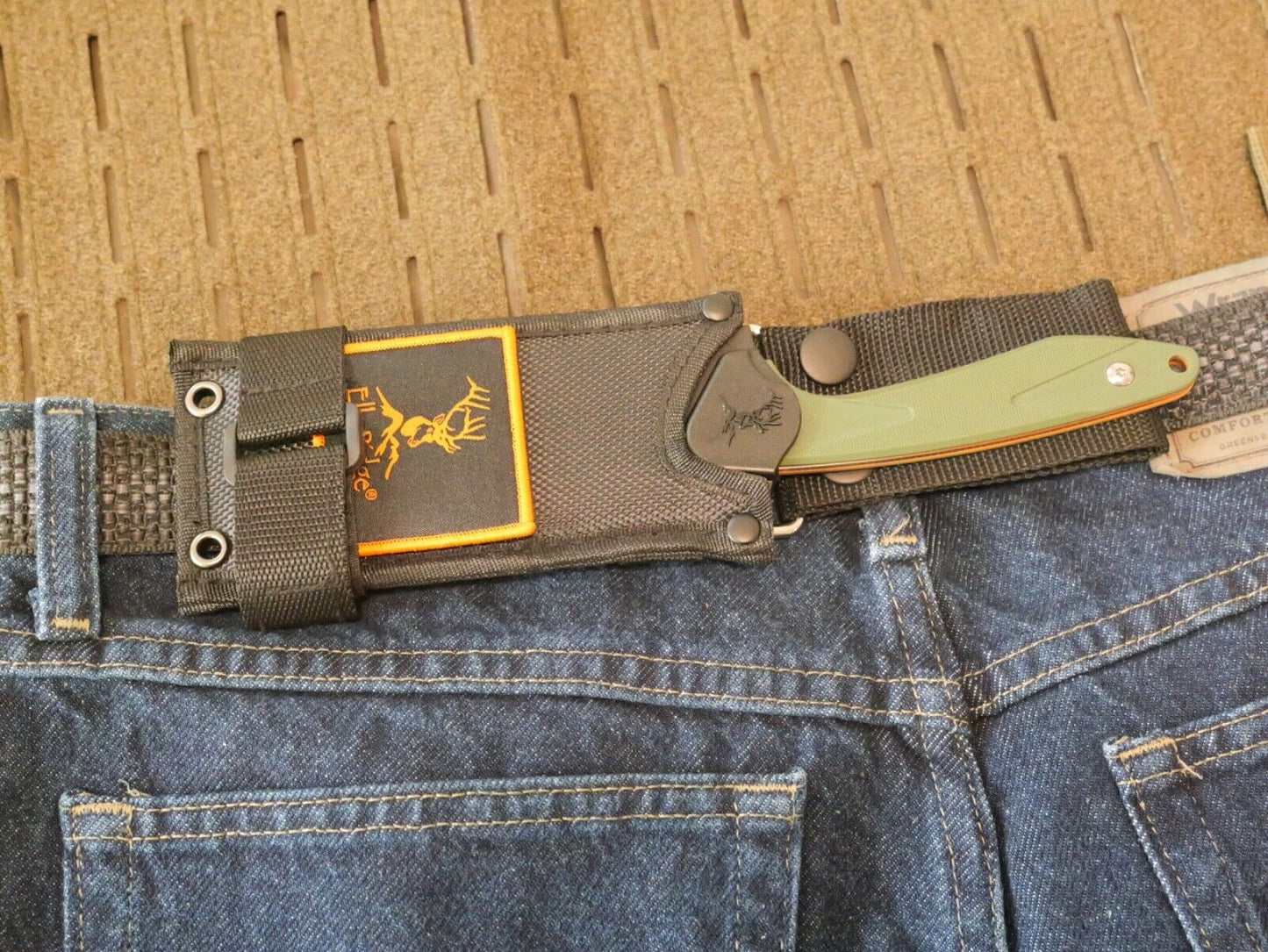 9" Fixed Blade Knife Horizontal Carry Hinterland Full Tang Green Tactical Sharp