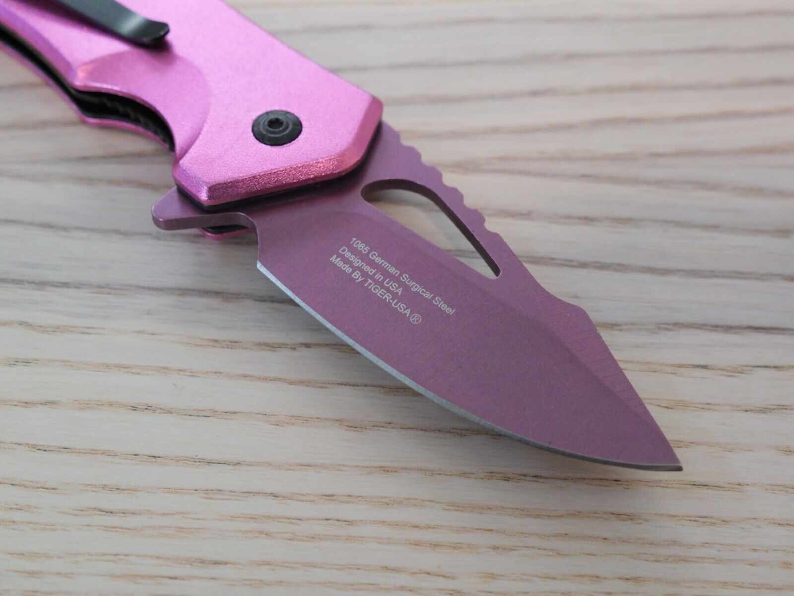 Hot Pink Pocket Knife Spring Assisted Black Ladies Self Defense Girly Full Size