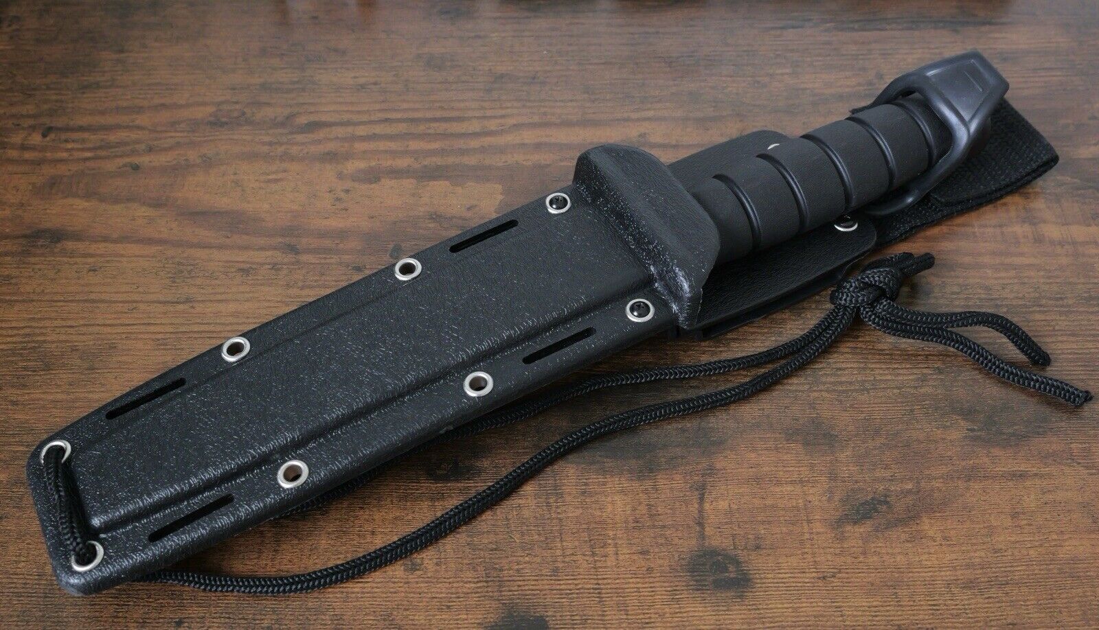 12” Fixed Blade Knife Stealth Black USMC Style Tanto Hard Kydex Sheath Full Size