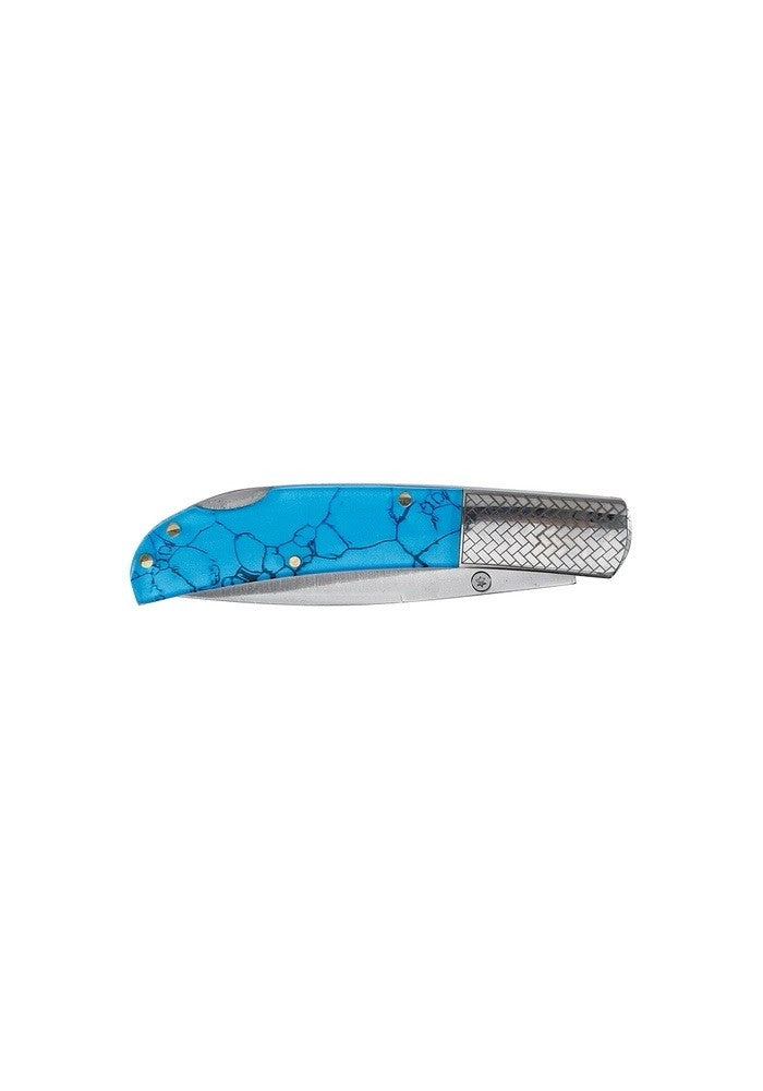 4” Classic Pocket Knife Lock Back Blue Chrome 7” Overall 3” Blade Sharp
