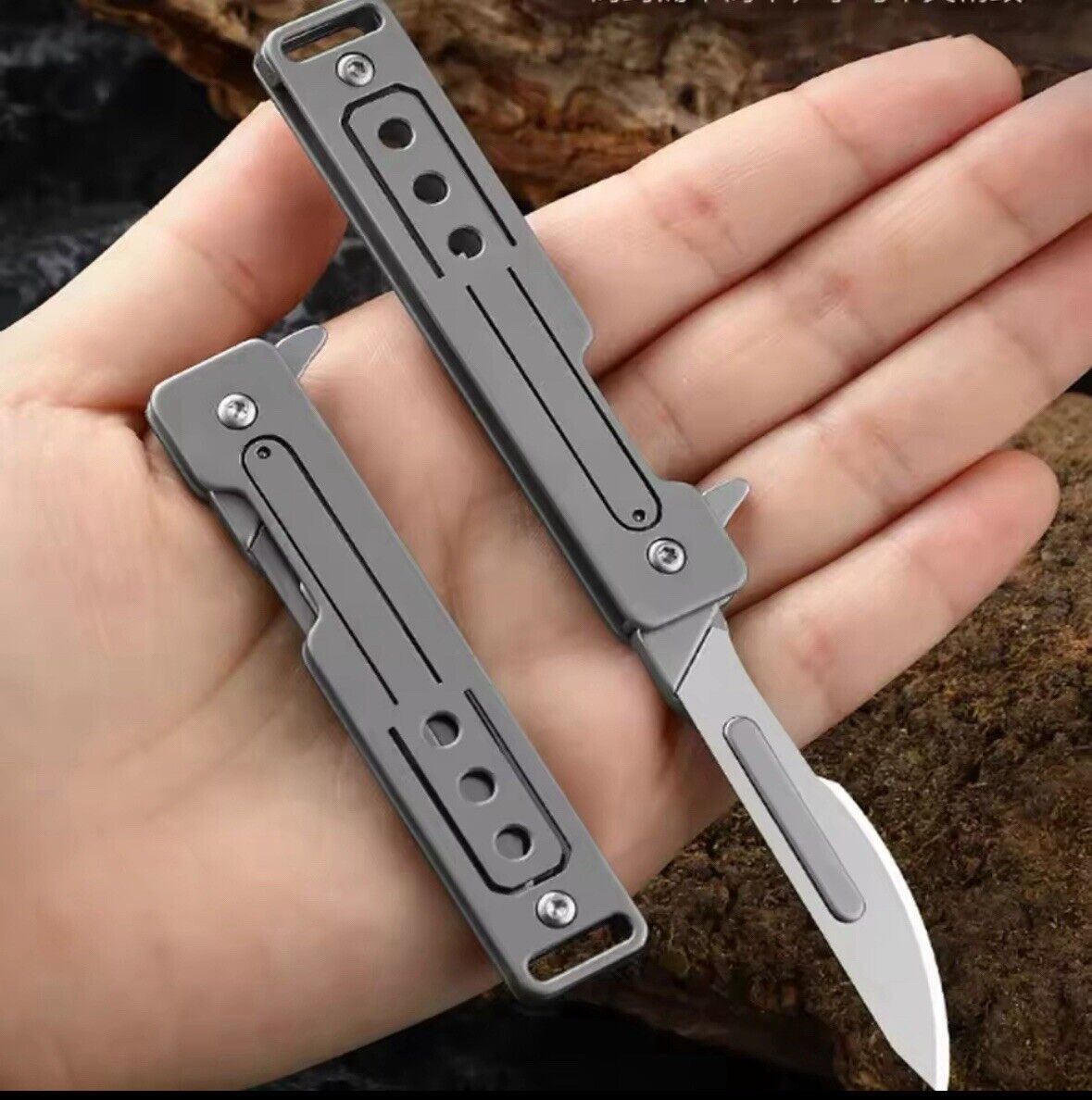 13cm Scalpel Folding Knife Titanium Alloy Pocket Knife 10Blades Outdoor Camping