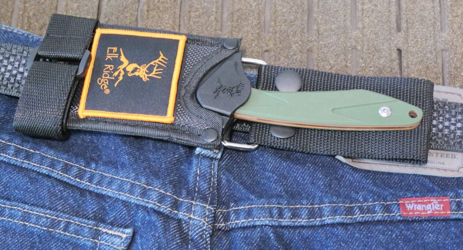 Elk Ridge Horizontal Carry Knife 7" Overall Full Tang Green 2" Blade Mini EDC