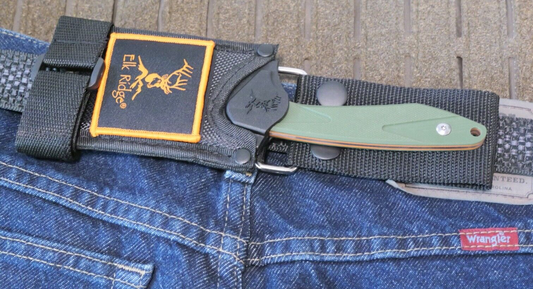 Elk Ridge Horizontal Carry Knife 7" Overall Full Tang Green 2" Blade Mini EDC
