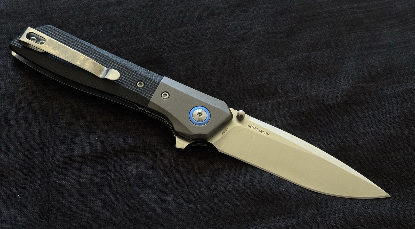 8cr13mov Ball Bearing Pocket Knife High Quality Sharp Titanium Micarta Handle