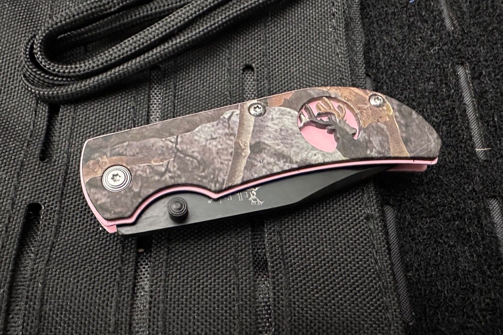 Pink Pocket Knife Camo Small Belt Clip Folding Manual Elk Ridge 5.5" Overall