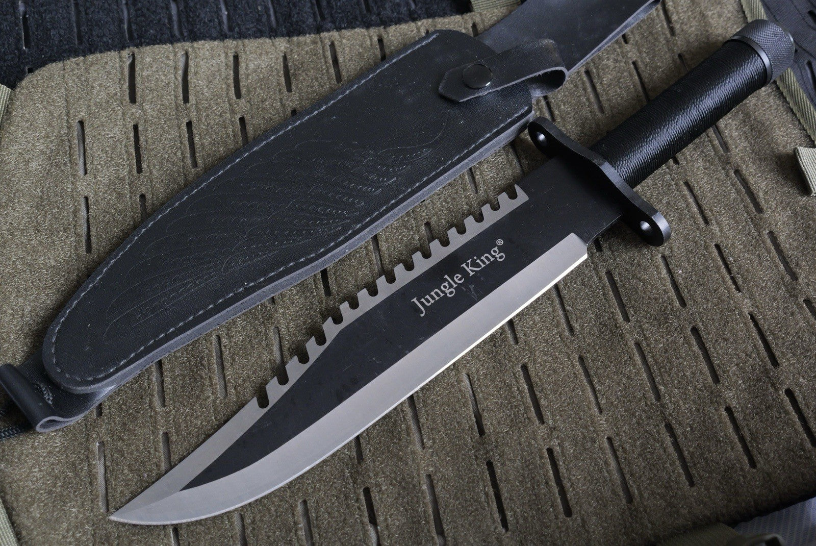 15” Survival Knife Fixed Blade Survival Kit Rambo Black  10” Blade Serrated Back