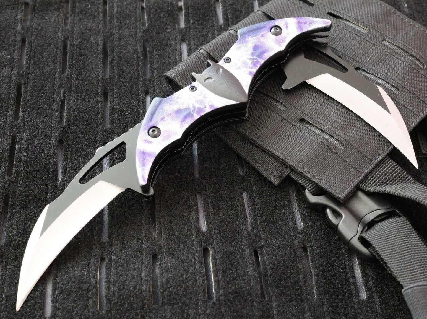 DARK KNIGHT SPRING ASSISTED DUAL BLADE BATMAN TACTICAL FOLDING Pocket KNIFE BLK