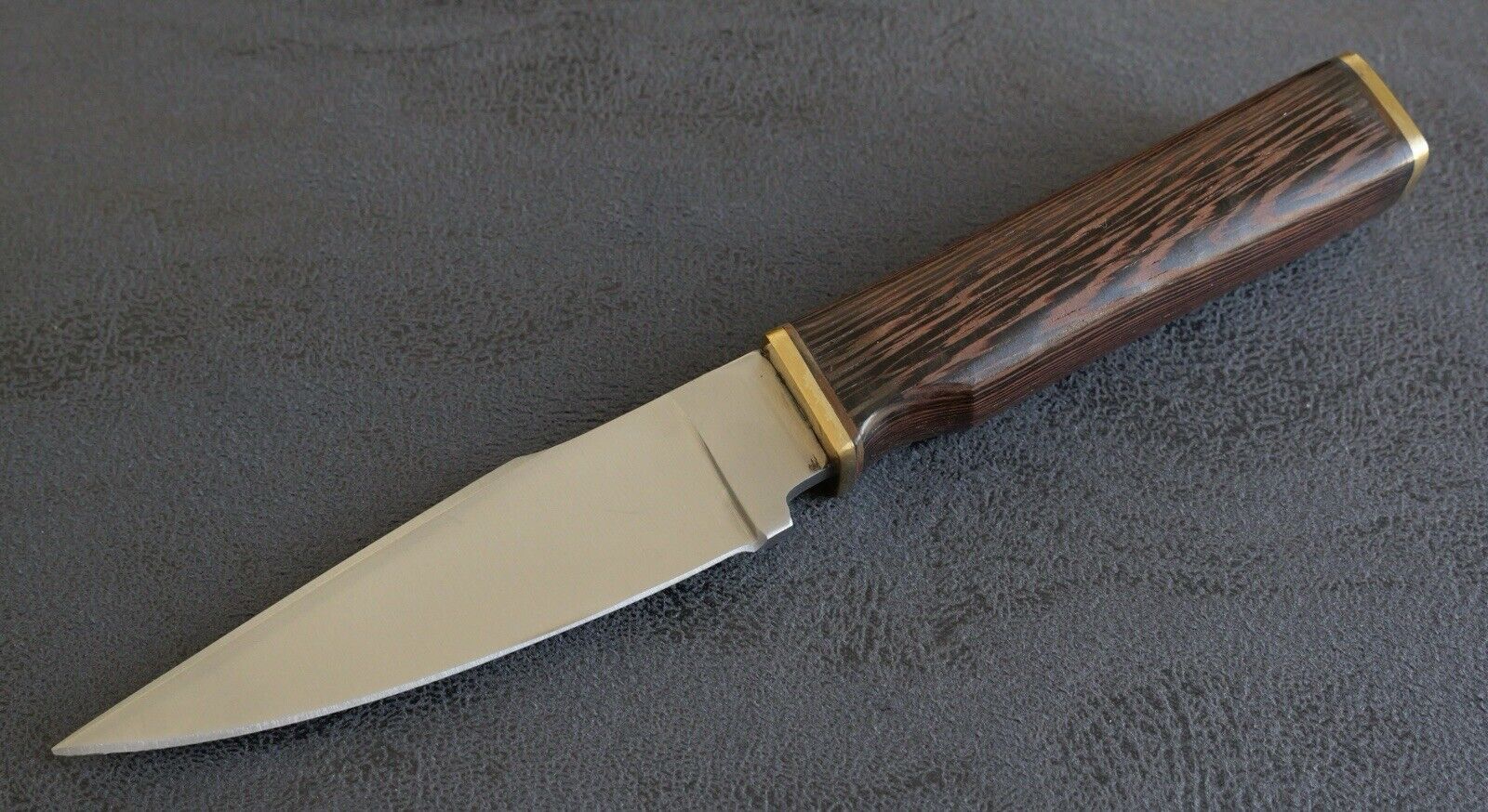 9” Fixed Blade Knife Full Tang Survival Knife Quarter Sawn Wood Handle Leather