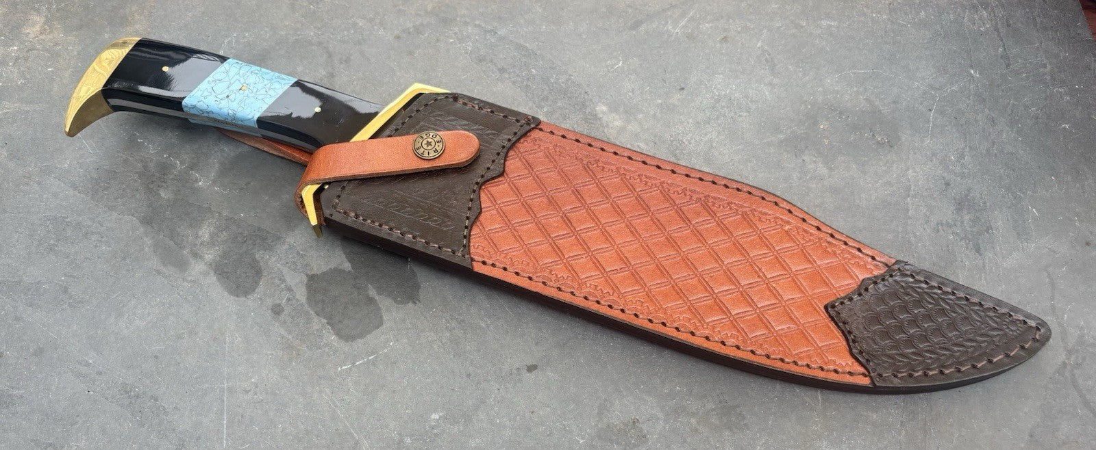17” Bowie Knife MEGA XL Full Tang Brass Guard Heavy Duty Rambo Turquoise