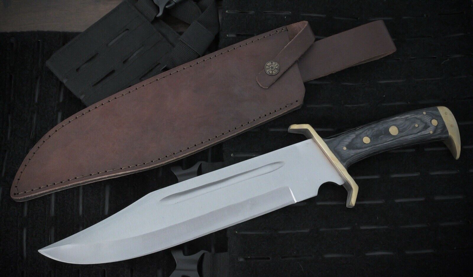 17” Bowie Knife MEGA XL Long Full Tang Brass Guard Heavy Duty Rambo Wood Handle