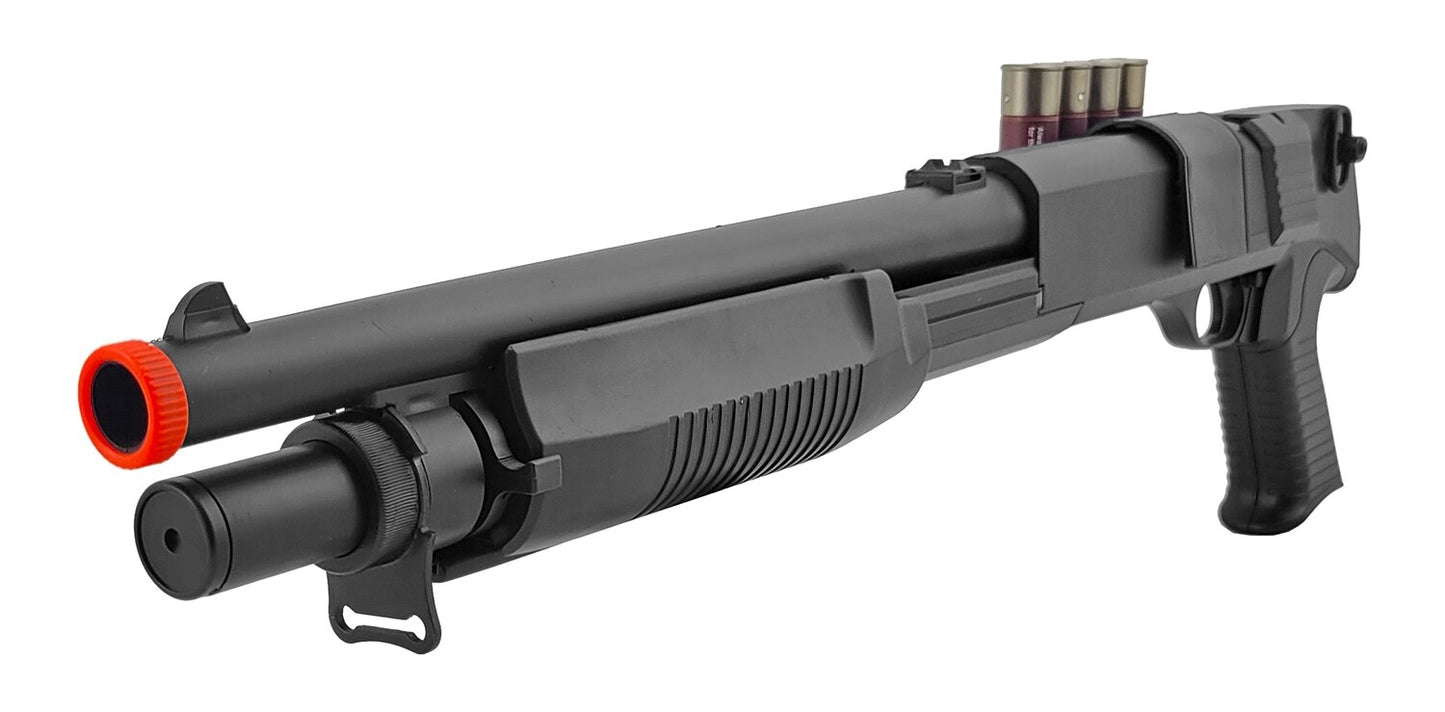 UKArms M183A1 Spring-Powered Airsoft Pump-Action Shotgun Black Imitation Shells