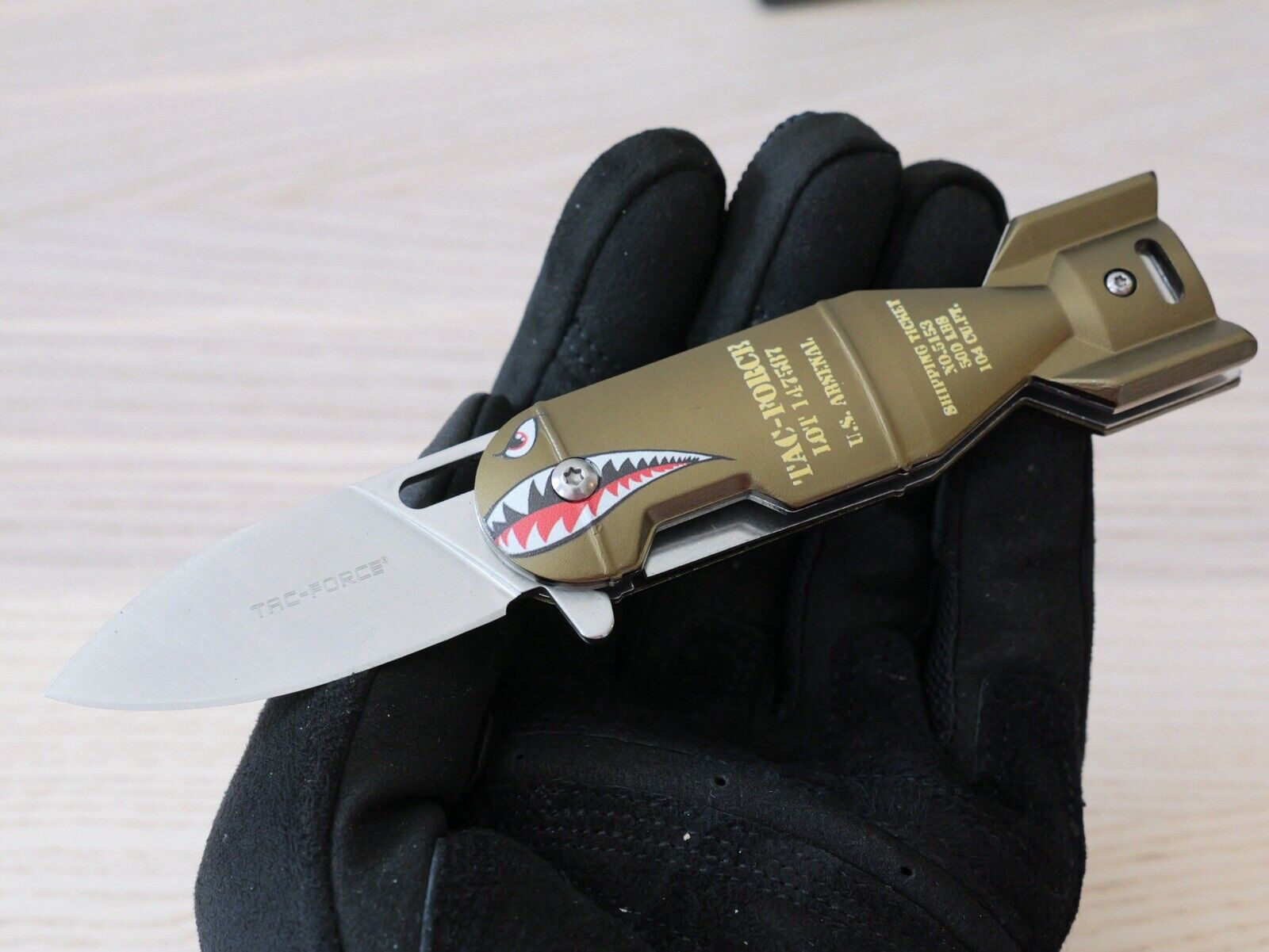 Small Pocket Knife Missile USA Army Design Spring Assist Pocket Clip Shark