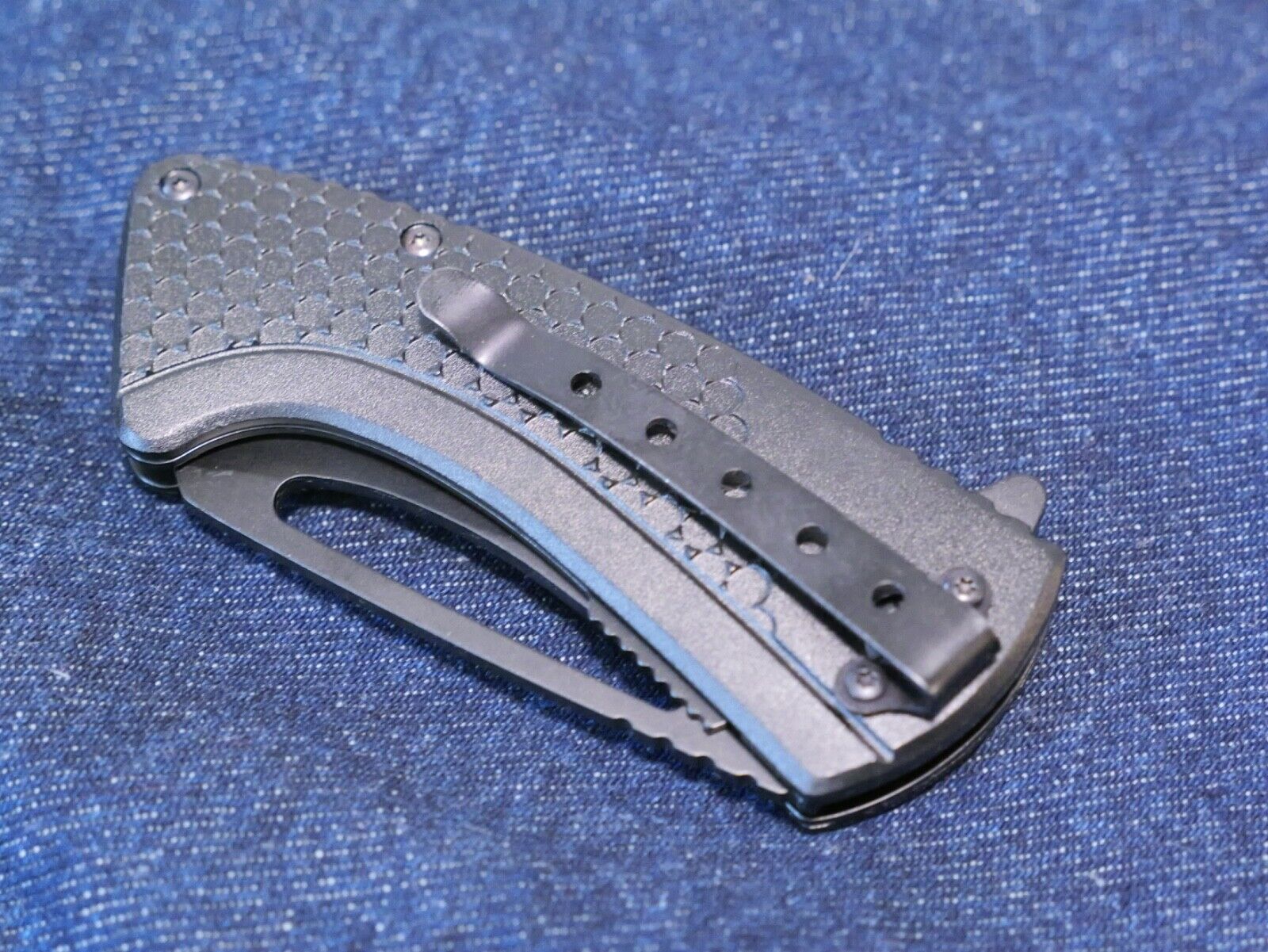 Mini Black Cleaver Spring Assist Pocket Knife 7" overall 2.75" Blade Belt Clip