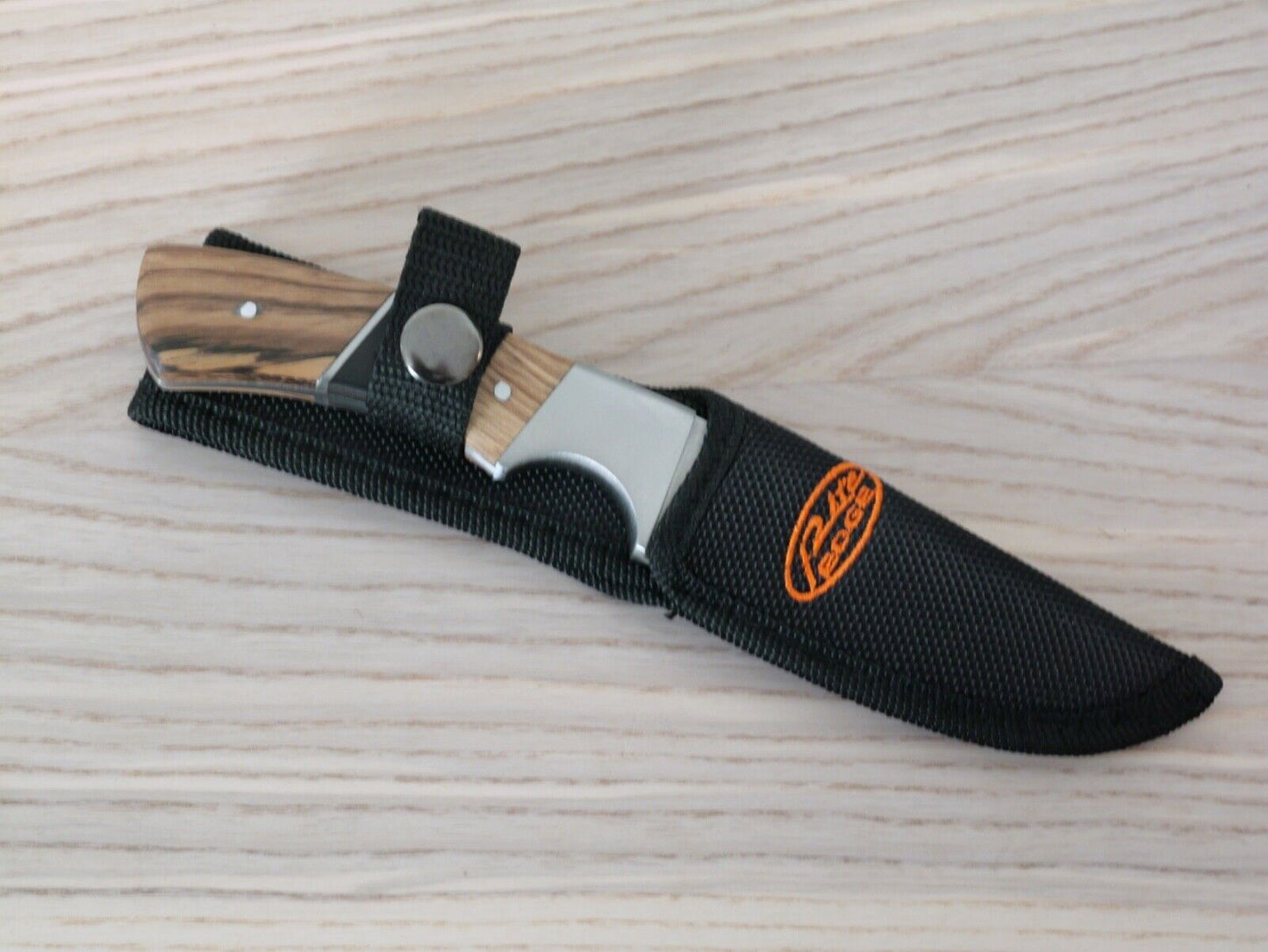 8" Fixed Blade Knife Full Tang Wood Handle Ergonomic Steel Guard Nylon Sheath