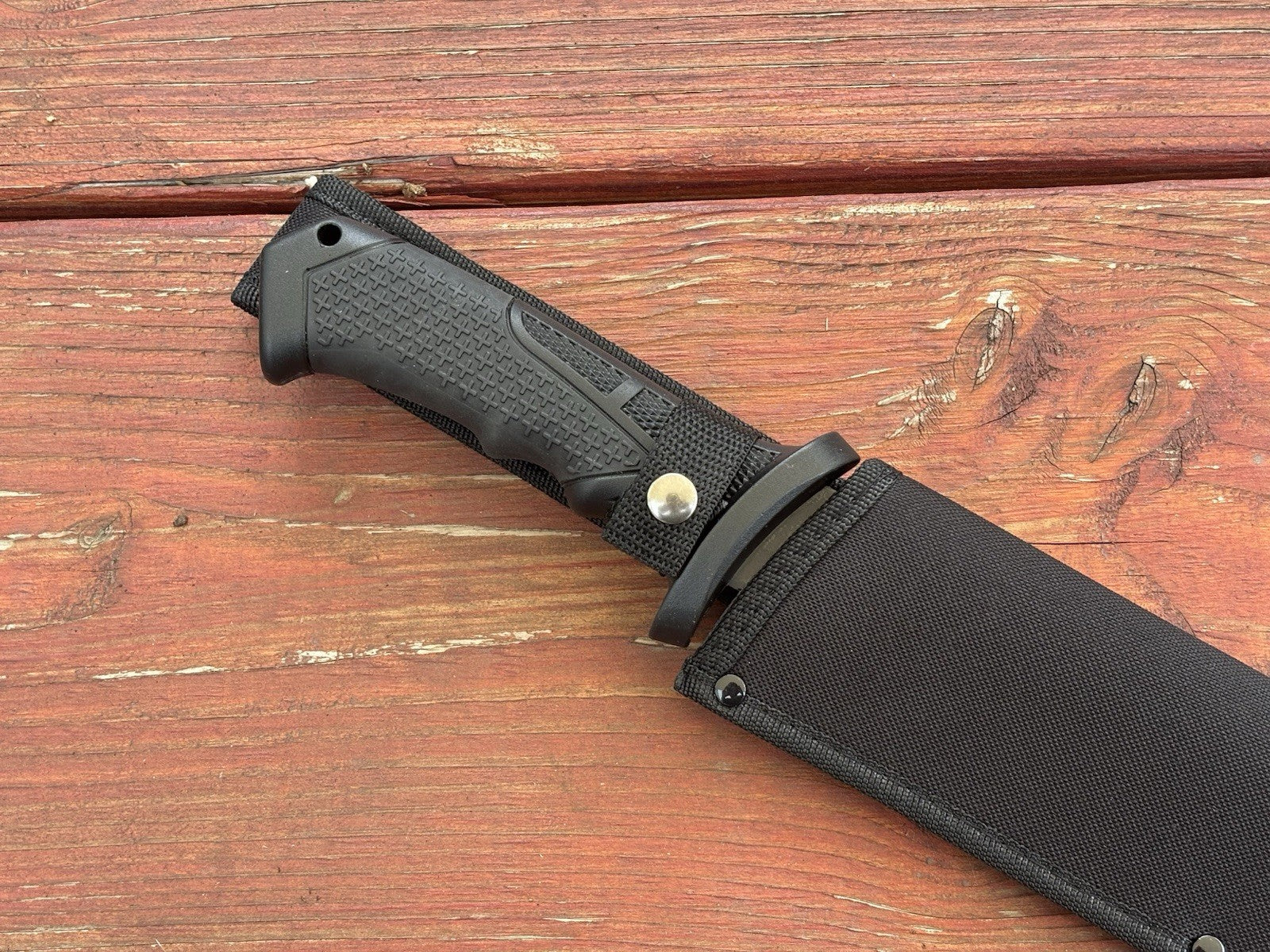 24” Machete Sawback Rubber Handle Black Heavy Duty Nylon Sheath Full Tang
